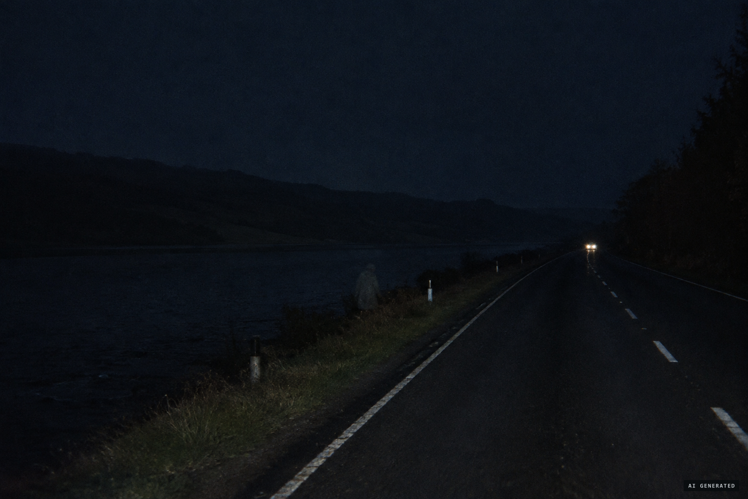 Two drivers, ninety minutes apart, one slow grey shape beside the Tay