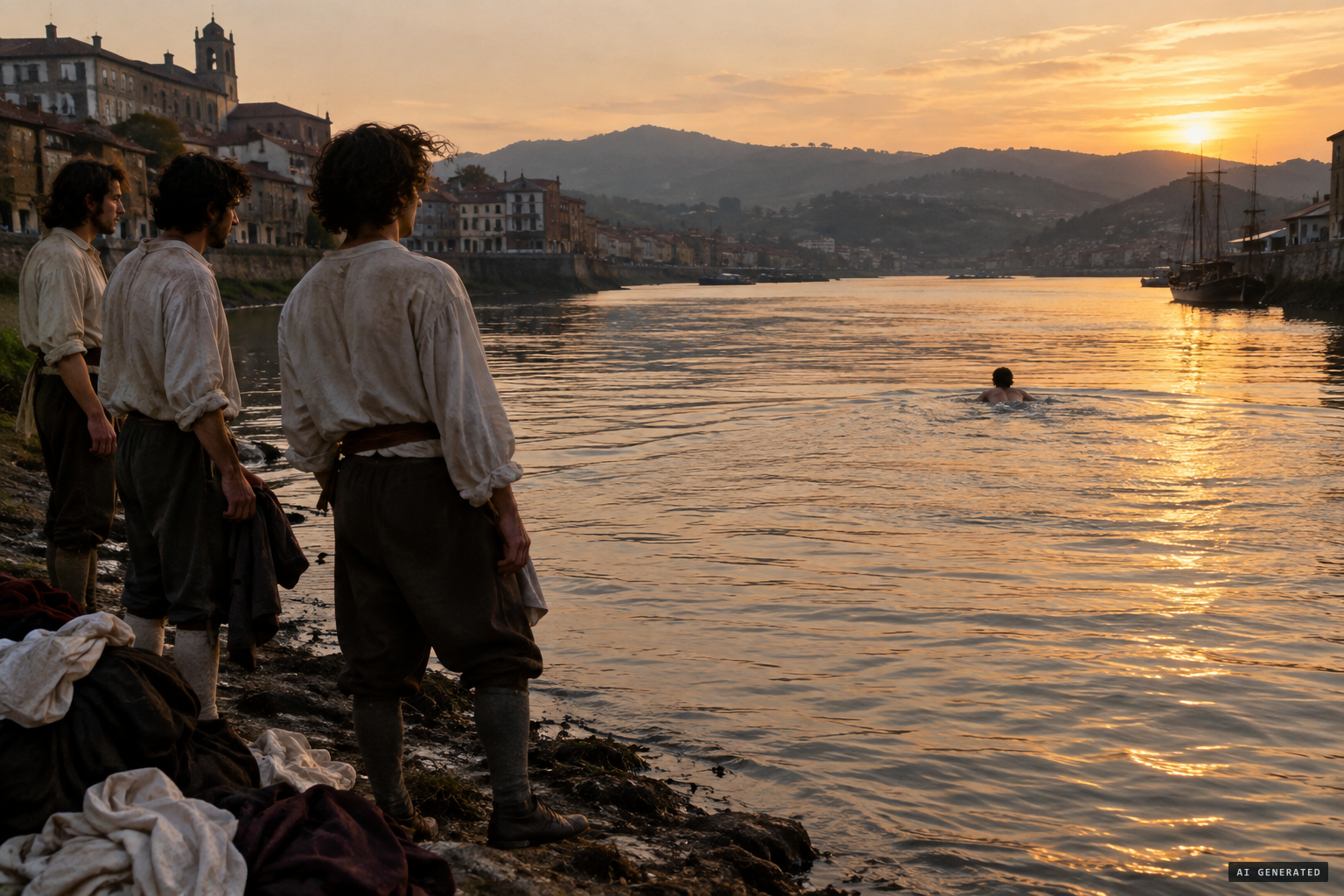 Francisco swims away down the ría and does not come back