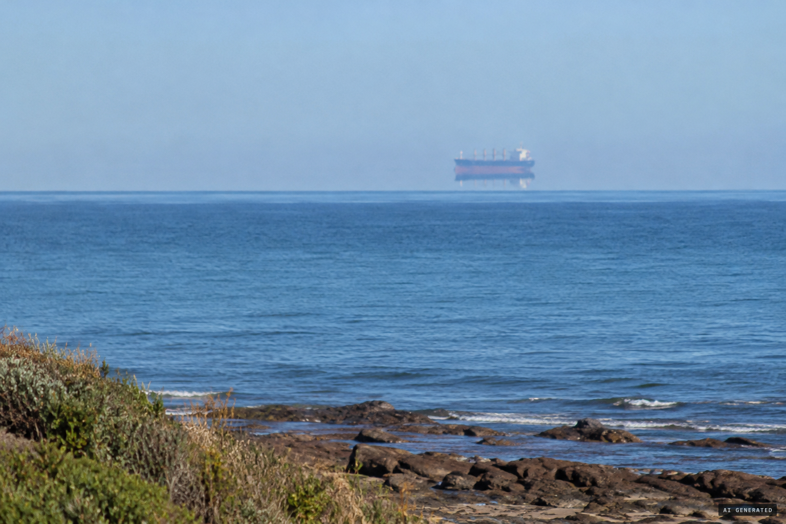 A Fata Morgana floats a ship above Bass Strait, the favourite modern answer