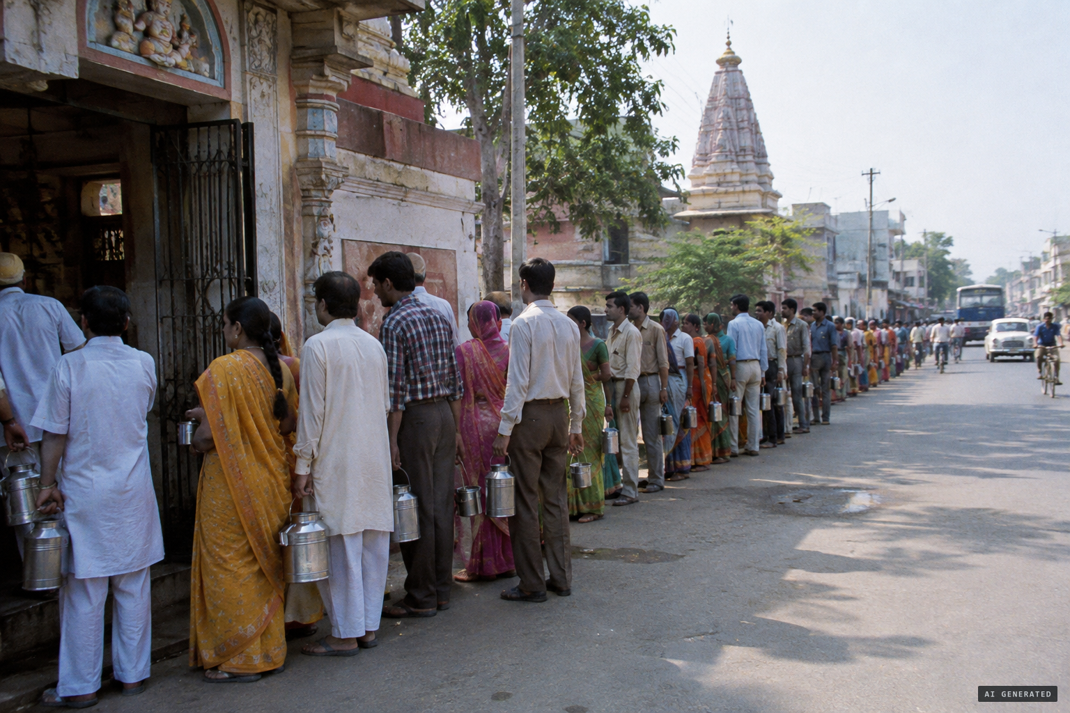 Queues more than a mile long form outside temples across India.