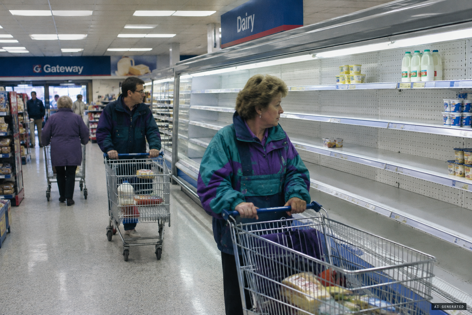 Milk sells out within hours; one English store sells more than 25,000 pints.