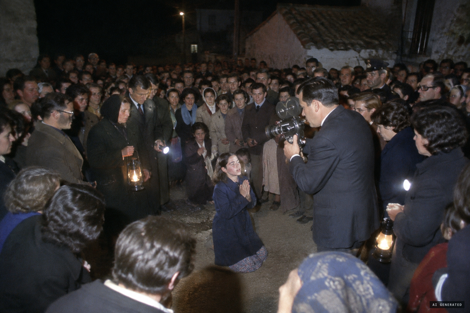 July 1962: crowds and a film camera at Conchita's announced host