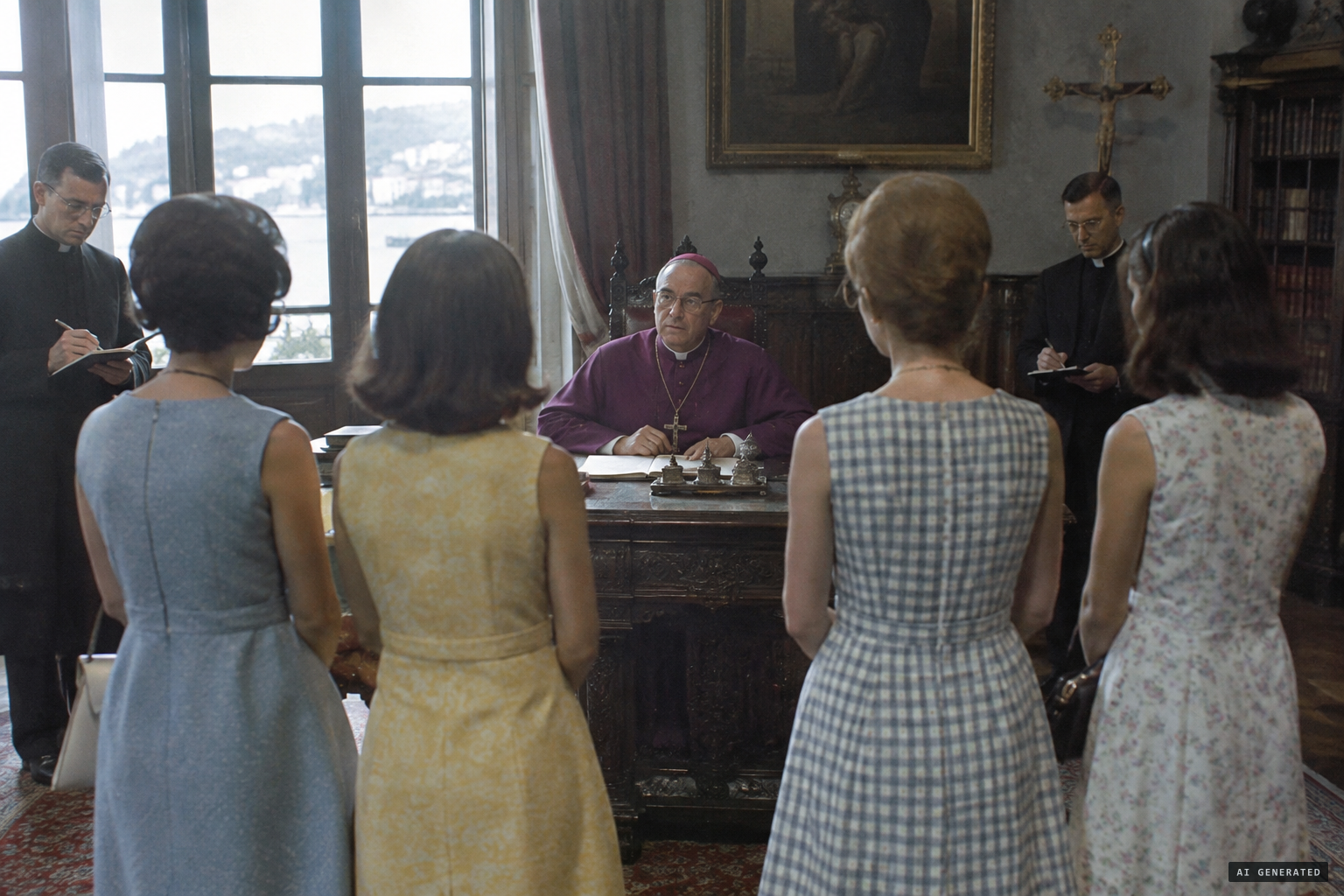 The four girls testify before the Bishop of Santander
