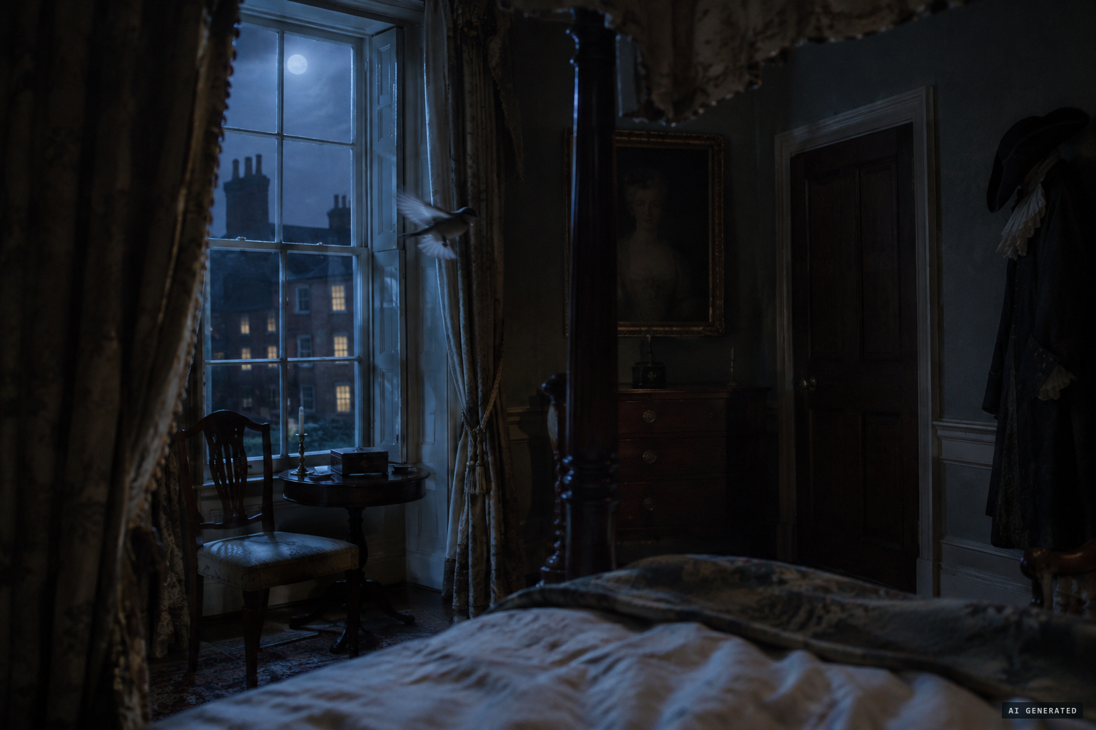 In his dream, a bird flutters to the window and flies into the room