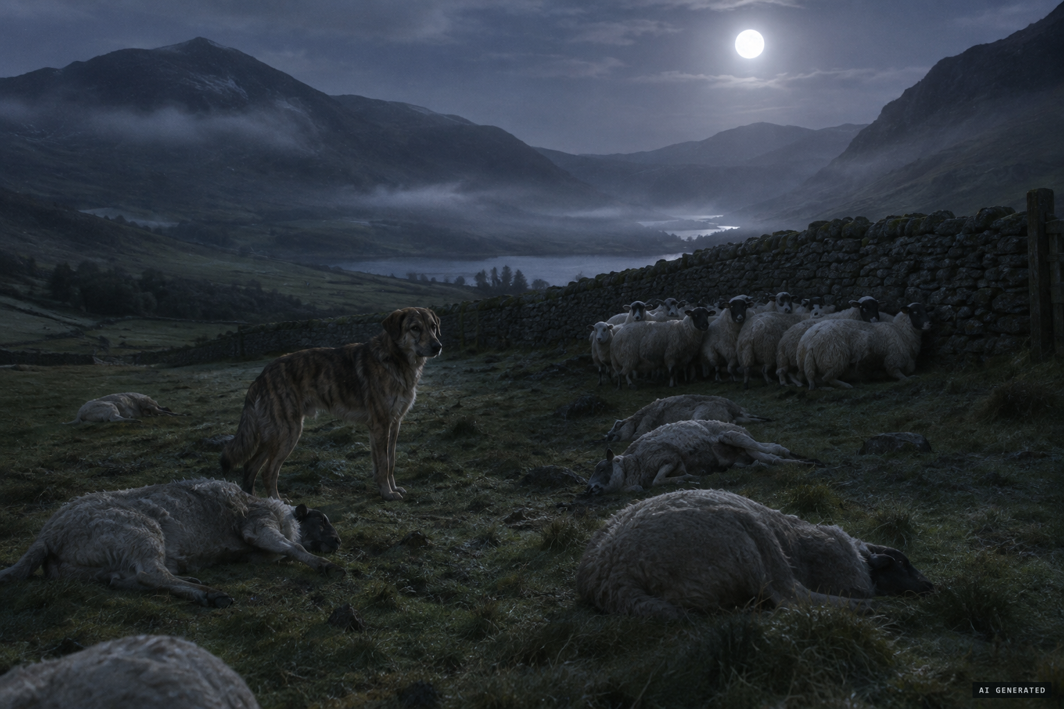 The dog destroys sheep by night, never barking or growling