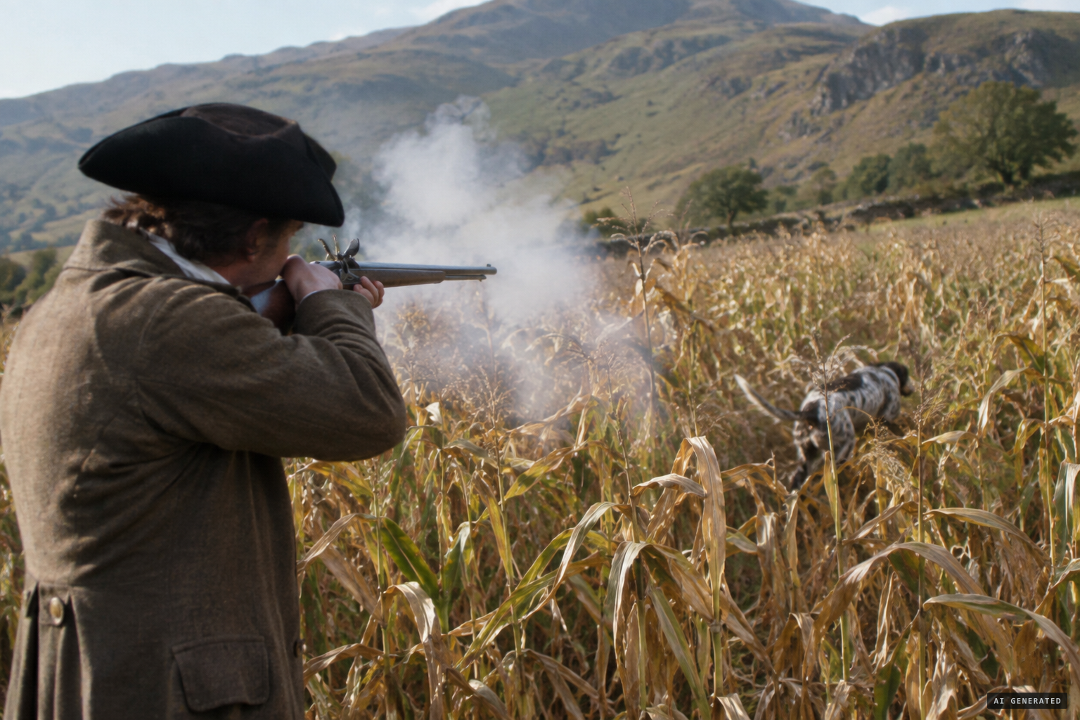 Jonathan Patrickson wounds the dog in the cornfield