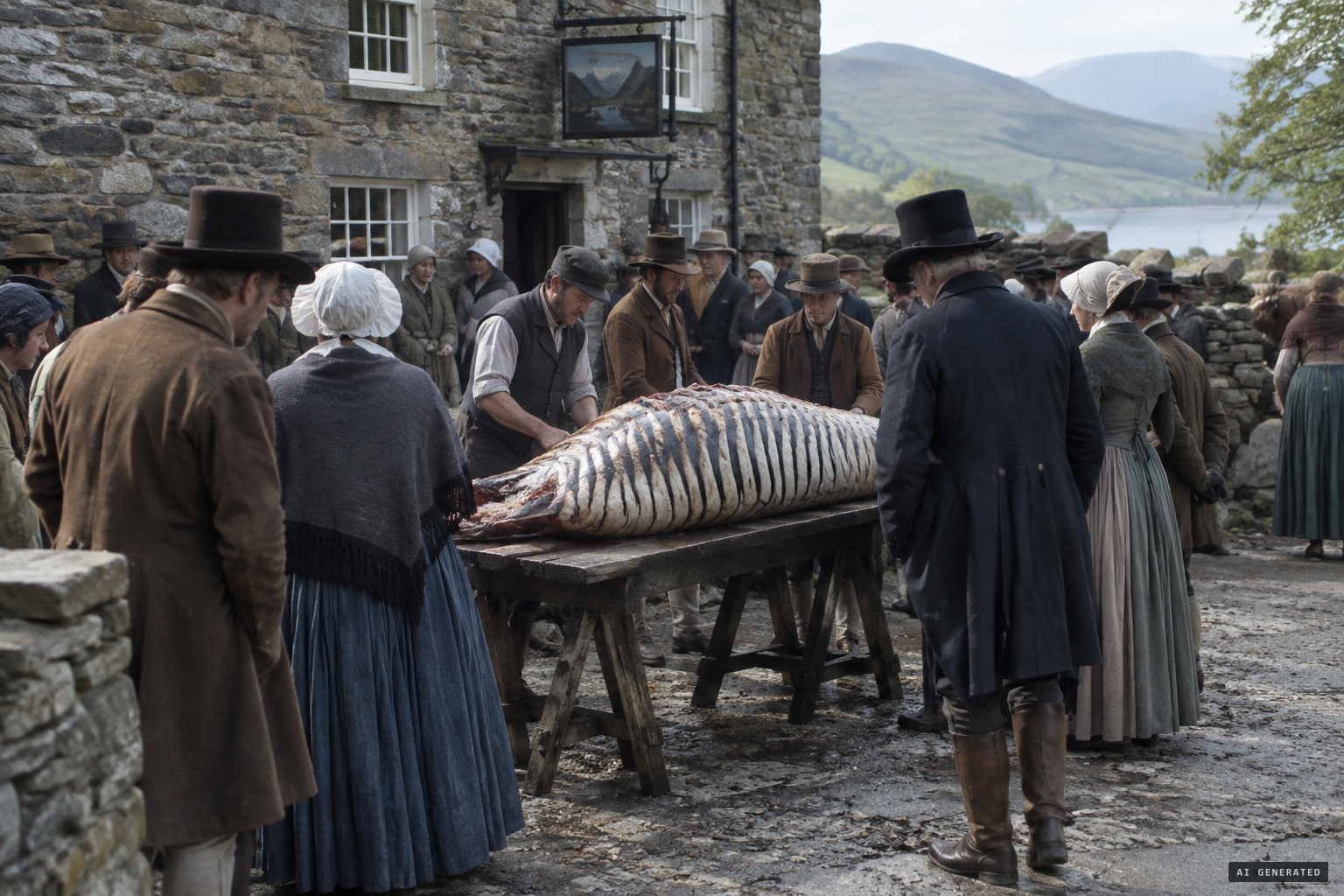 The carcass is shown at the inn at Ennerdale Bridge