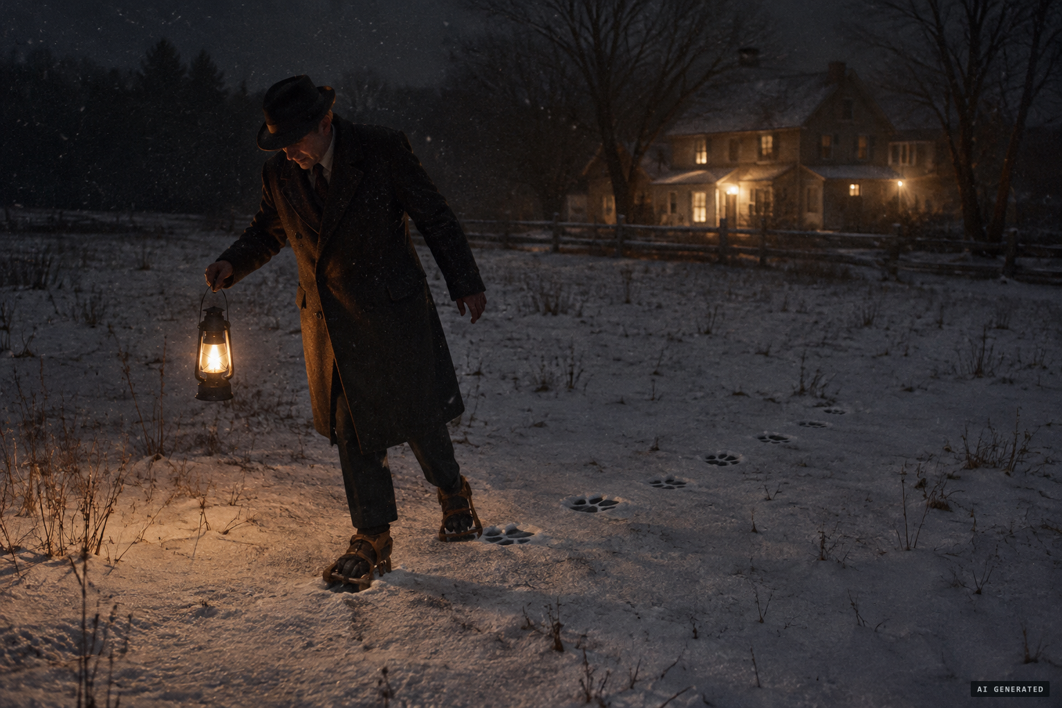James Rufus Williams lays fake tracks in the snow
