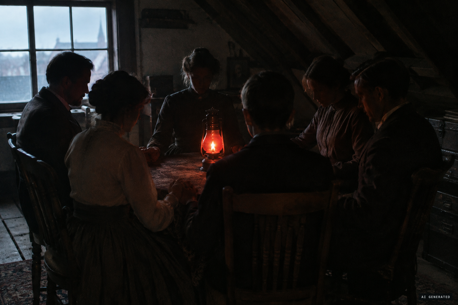Kathleen Goligher, the young medium, with her family circle