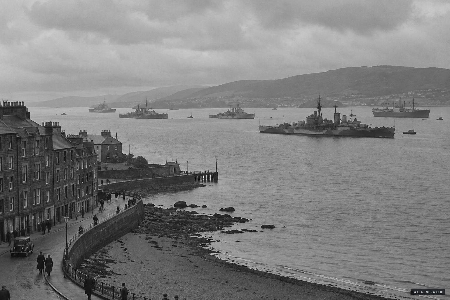 Gourock looks out on the wartime naval anchorage at the Tail of the Bank