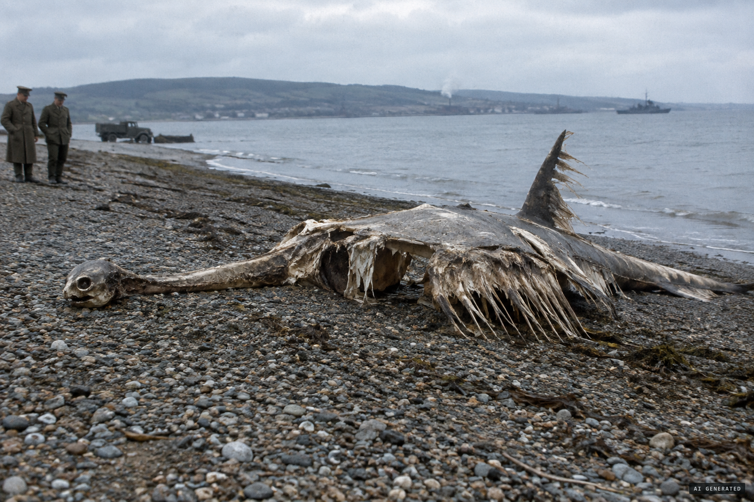 A decaying basking shark can look like a long-necked monster
