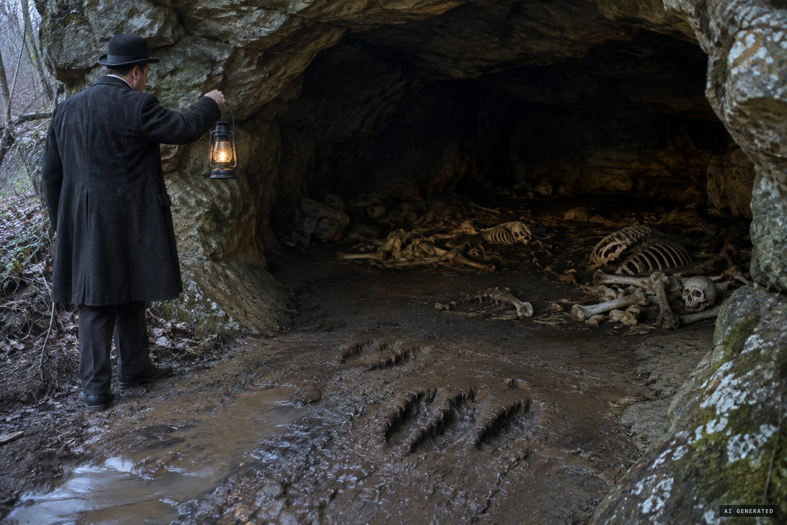 Miller finds the lair: a cave filled with skeletal remains