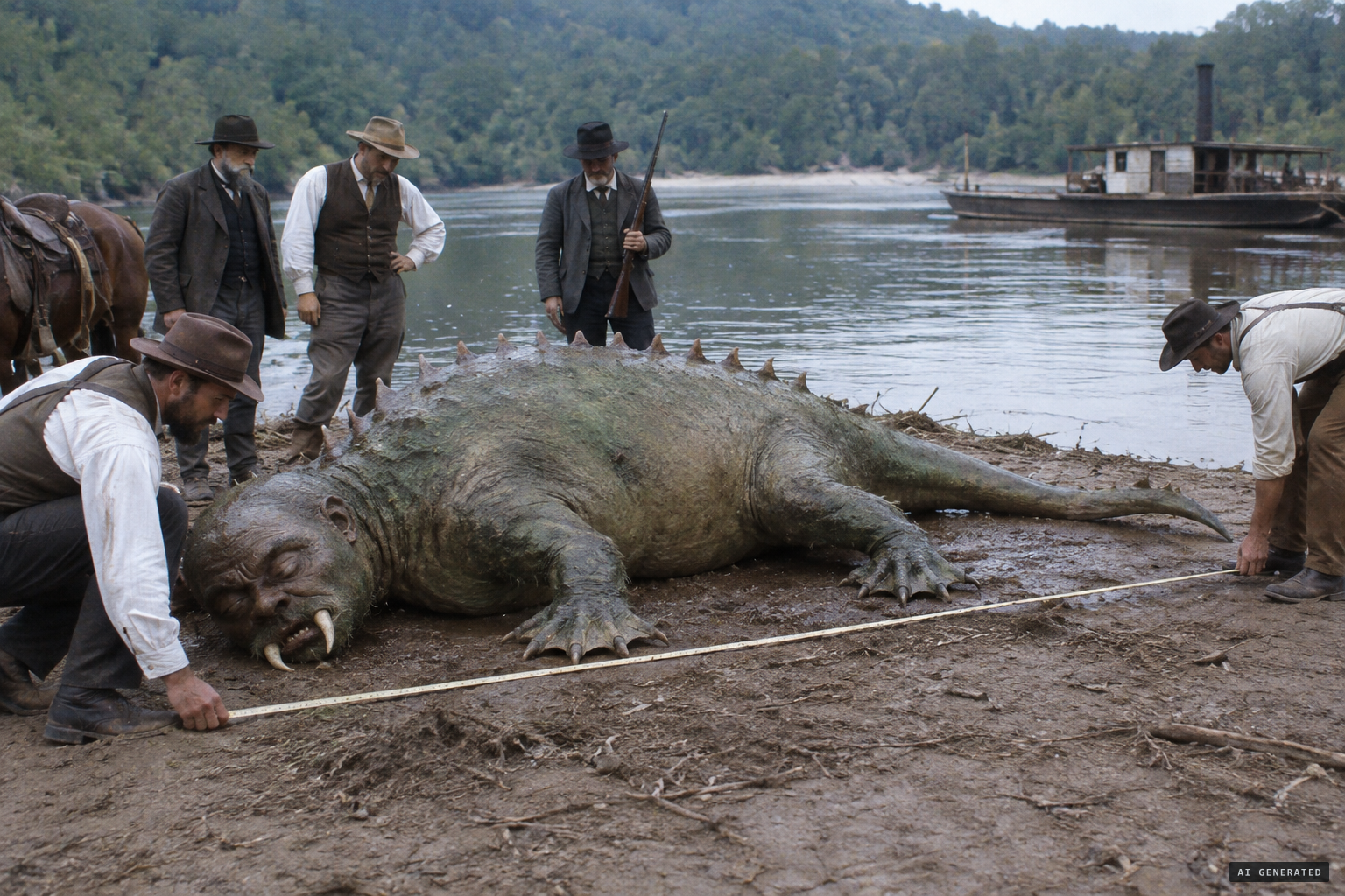 Measured on the carcass: about twenty feet long
