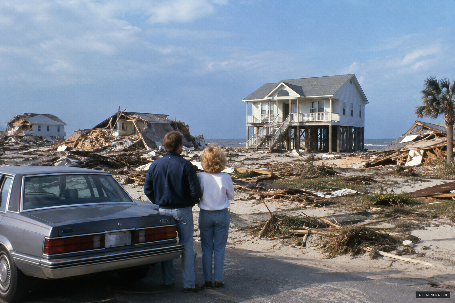 The Moores' house, the only one on the block not destroyed by the surge