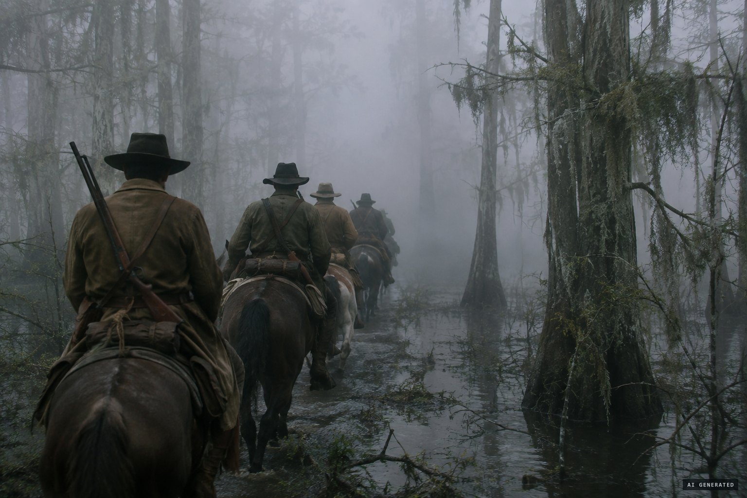 The expedition rides into the swamps, its results unknown