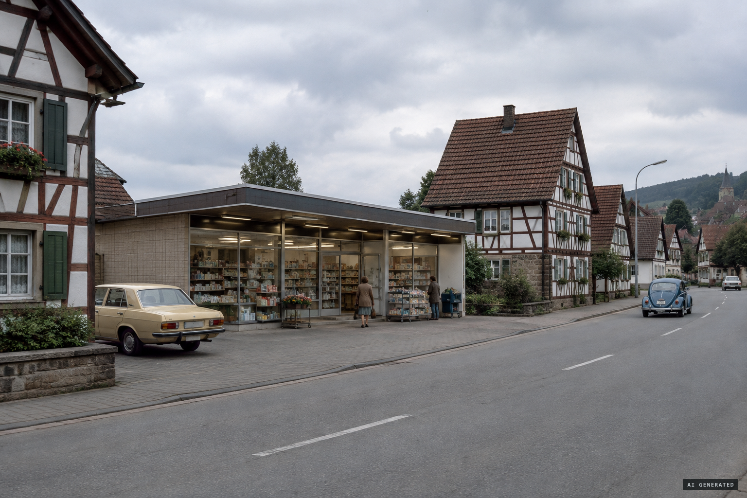 A drugstore now stands where the haunted farmhouse was demolished
