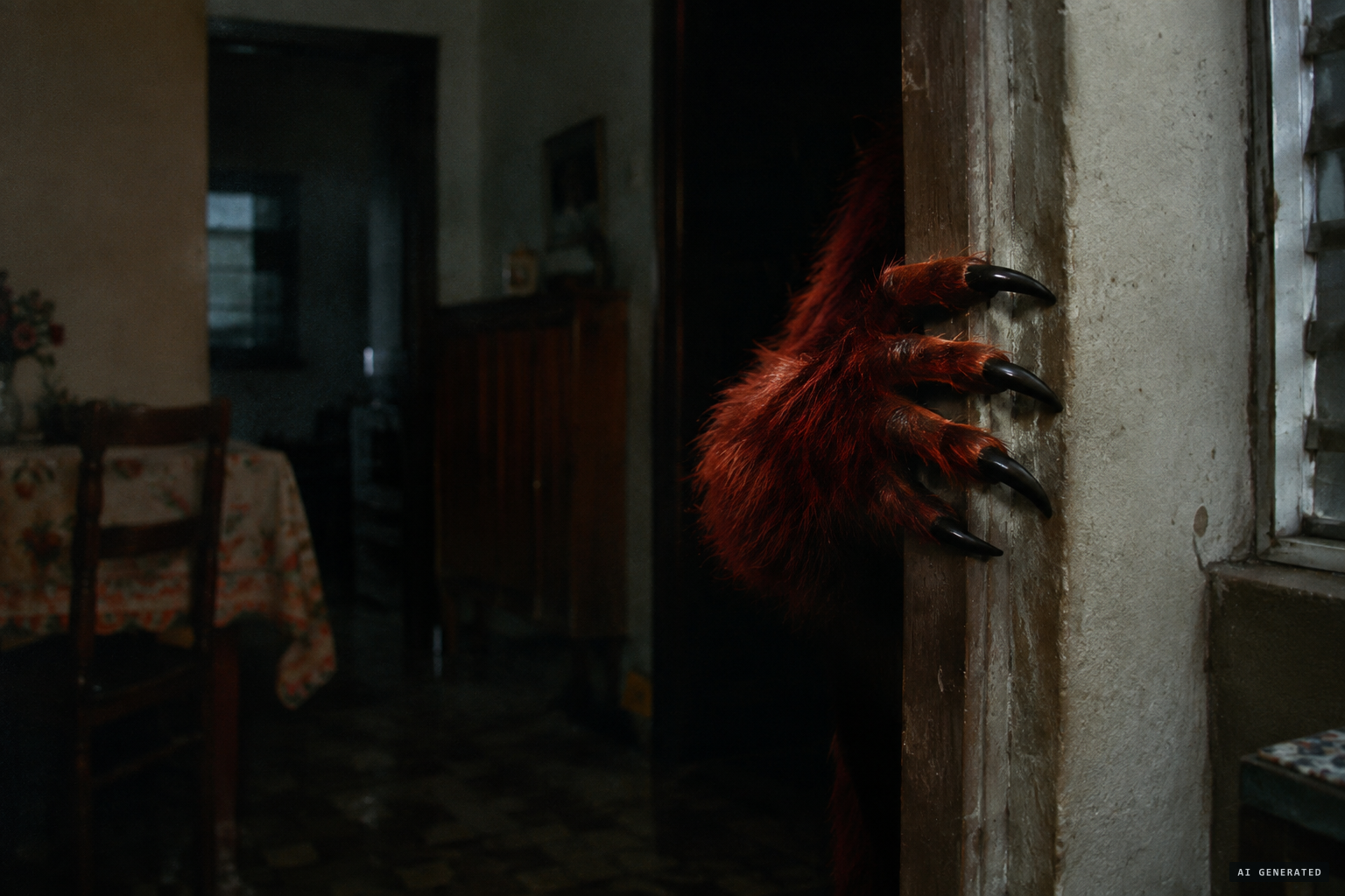 Pedro sees the hand and arm of a beast with long black nails