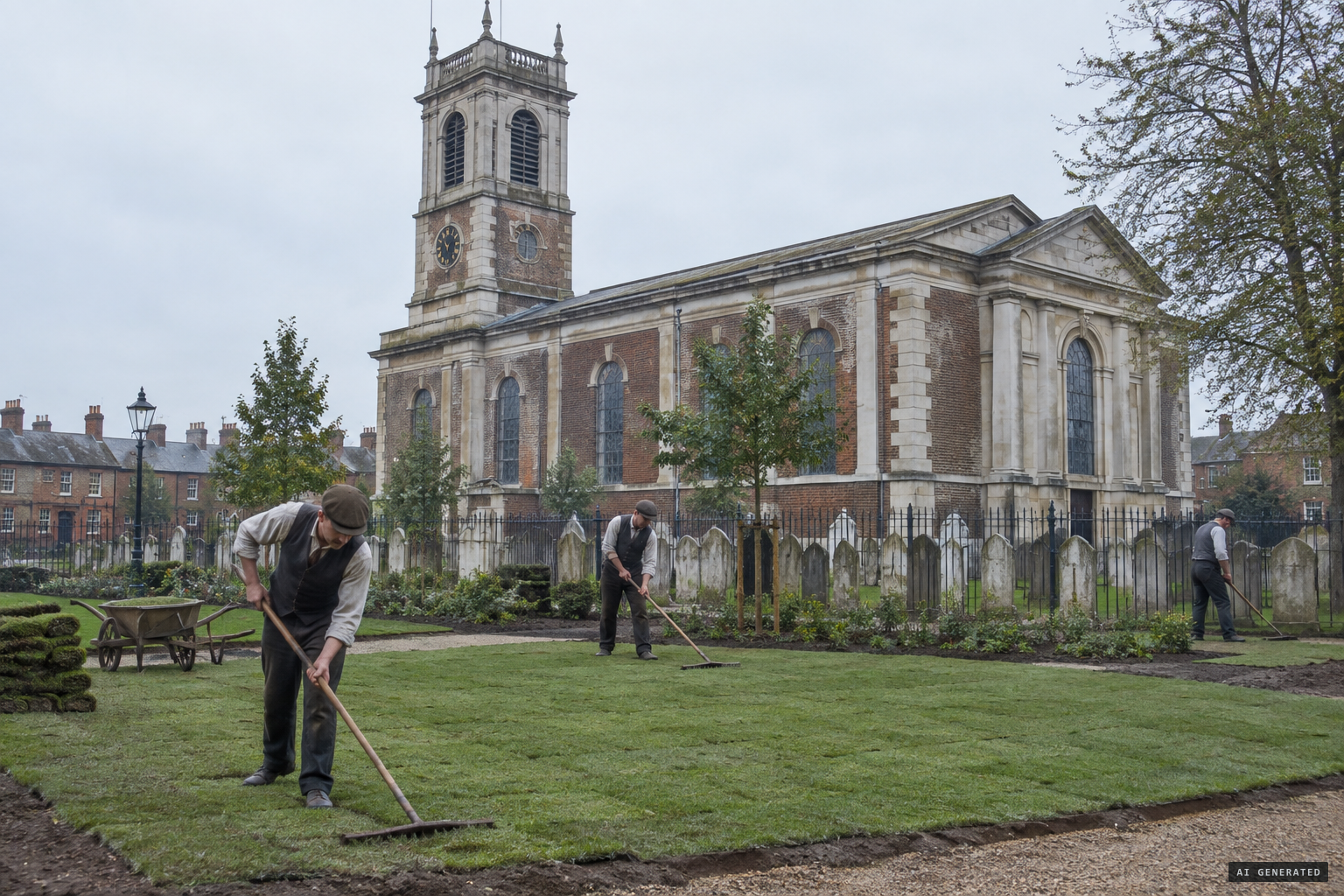 The full churchyard of St John-at-Hackney turned into St John's Gardens