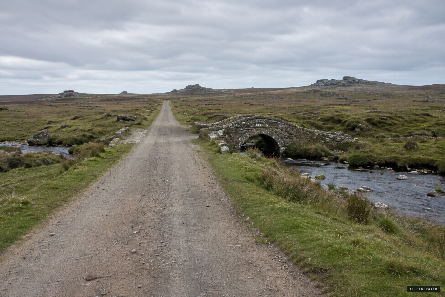The wide, straight, open road across the moor near Archerton