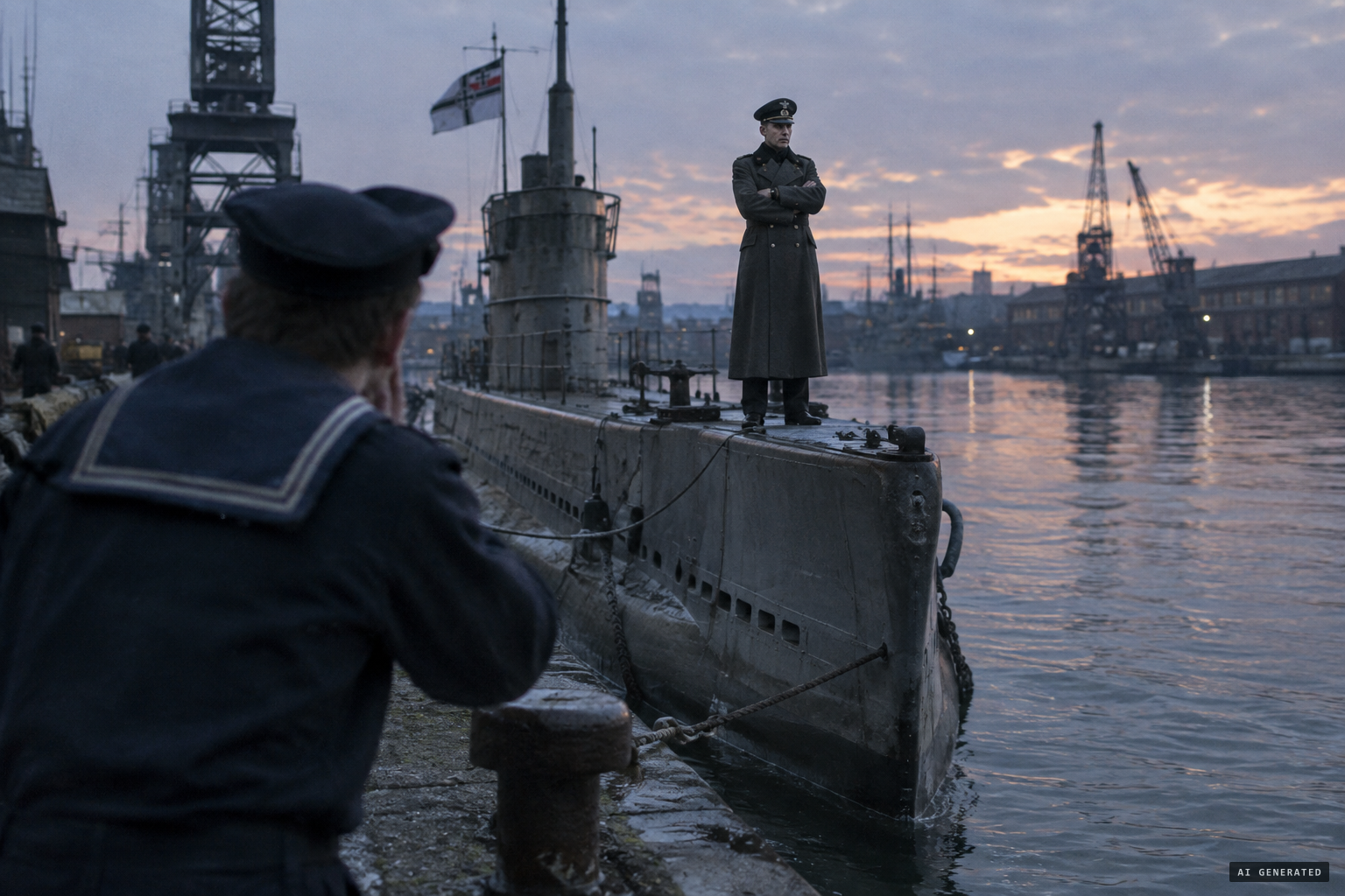 A sailor sees Richter standing on the prow with his arms folded