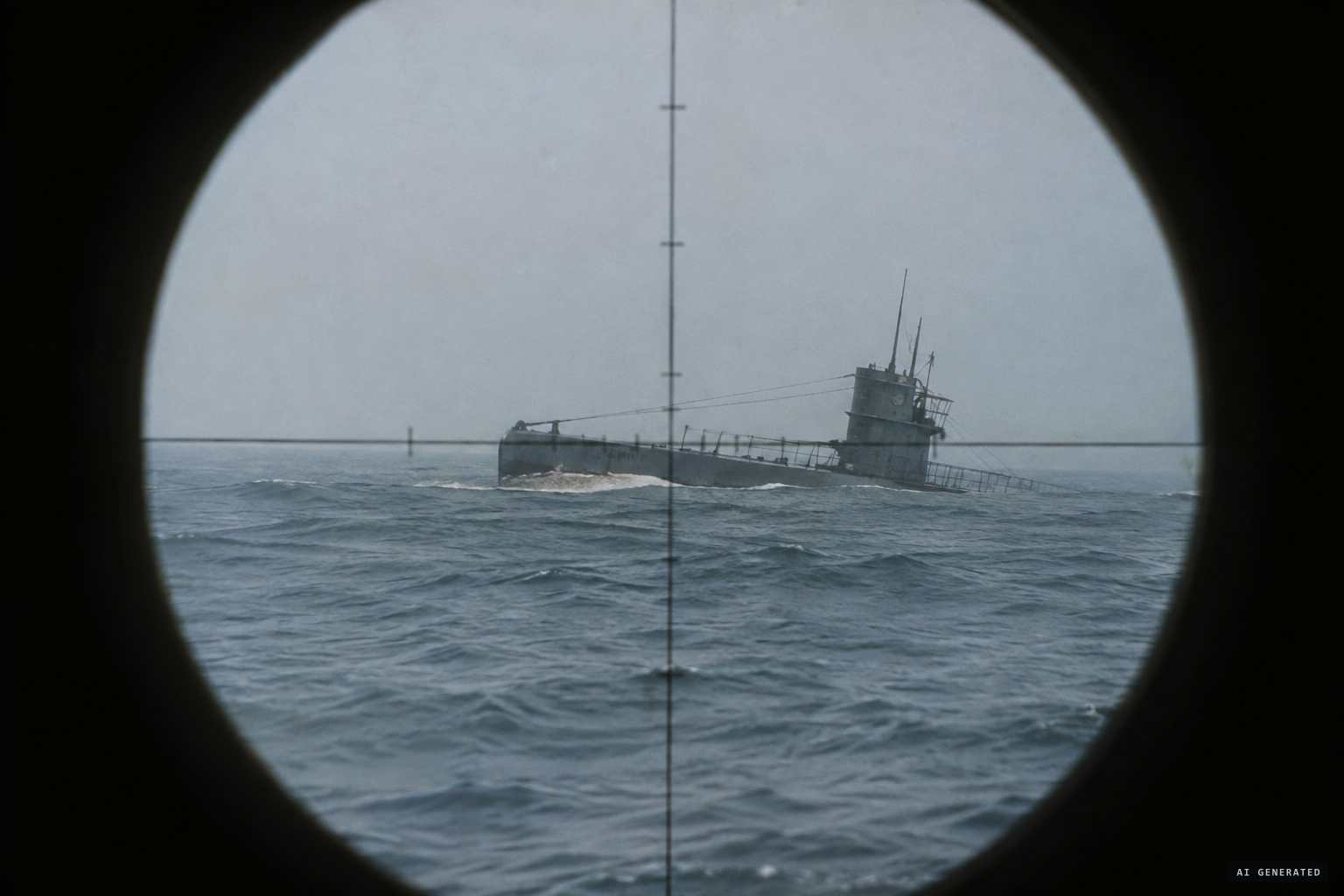 The American submarine L-2 finds UB-65 on the surface, listing heavily