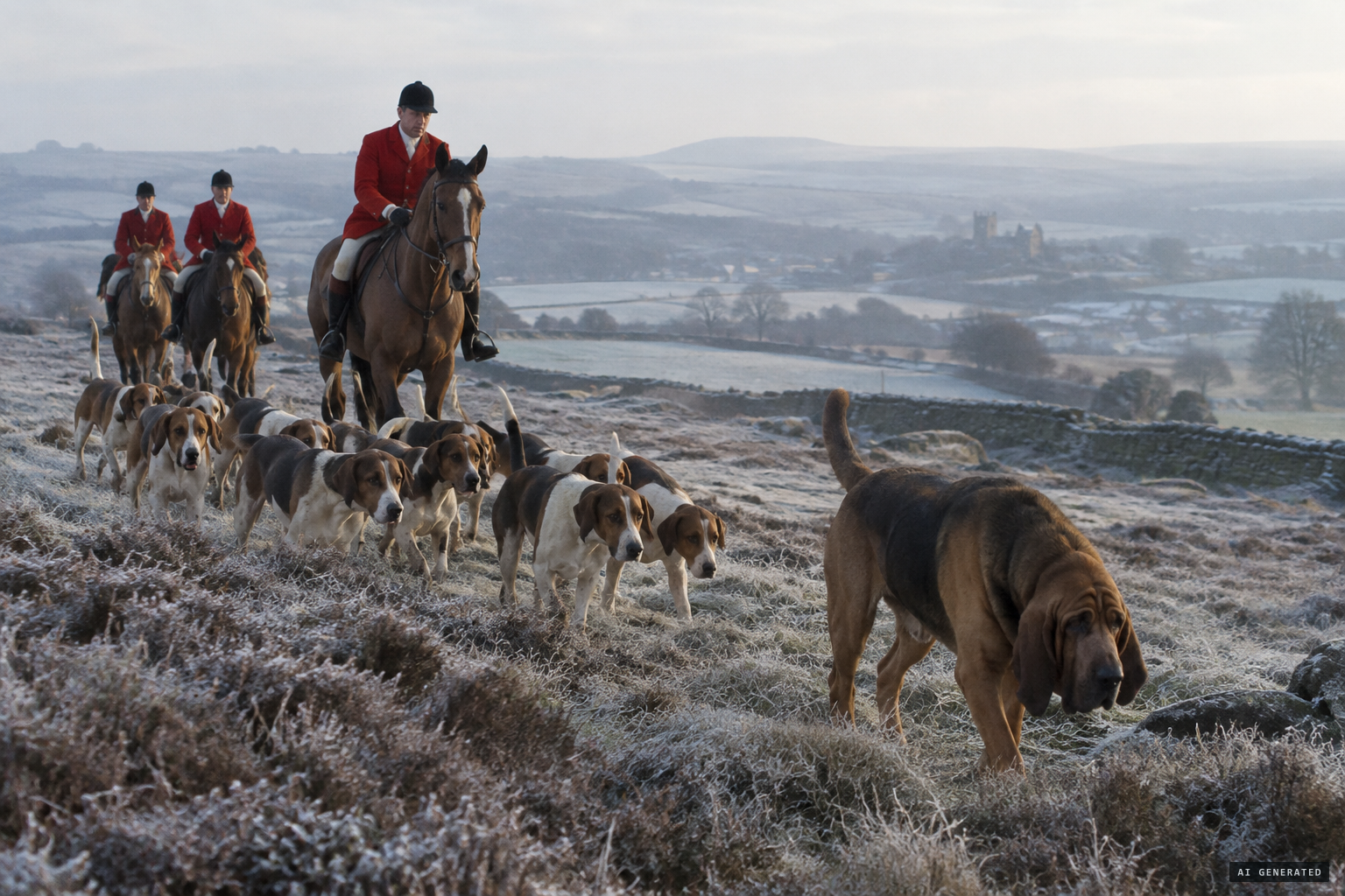 The Haydon Hounds, led by the bloodhound Monarch, take up the trail