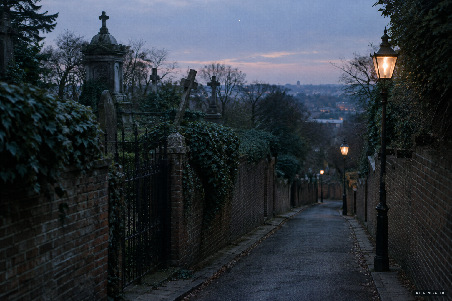 Highgate Cemetery on Swain's Lane, where locals began talking