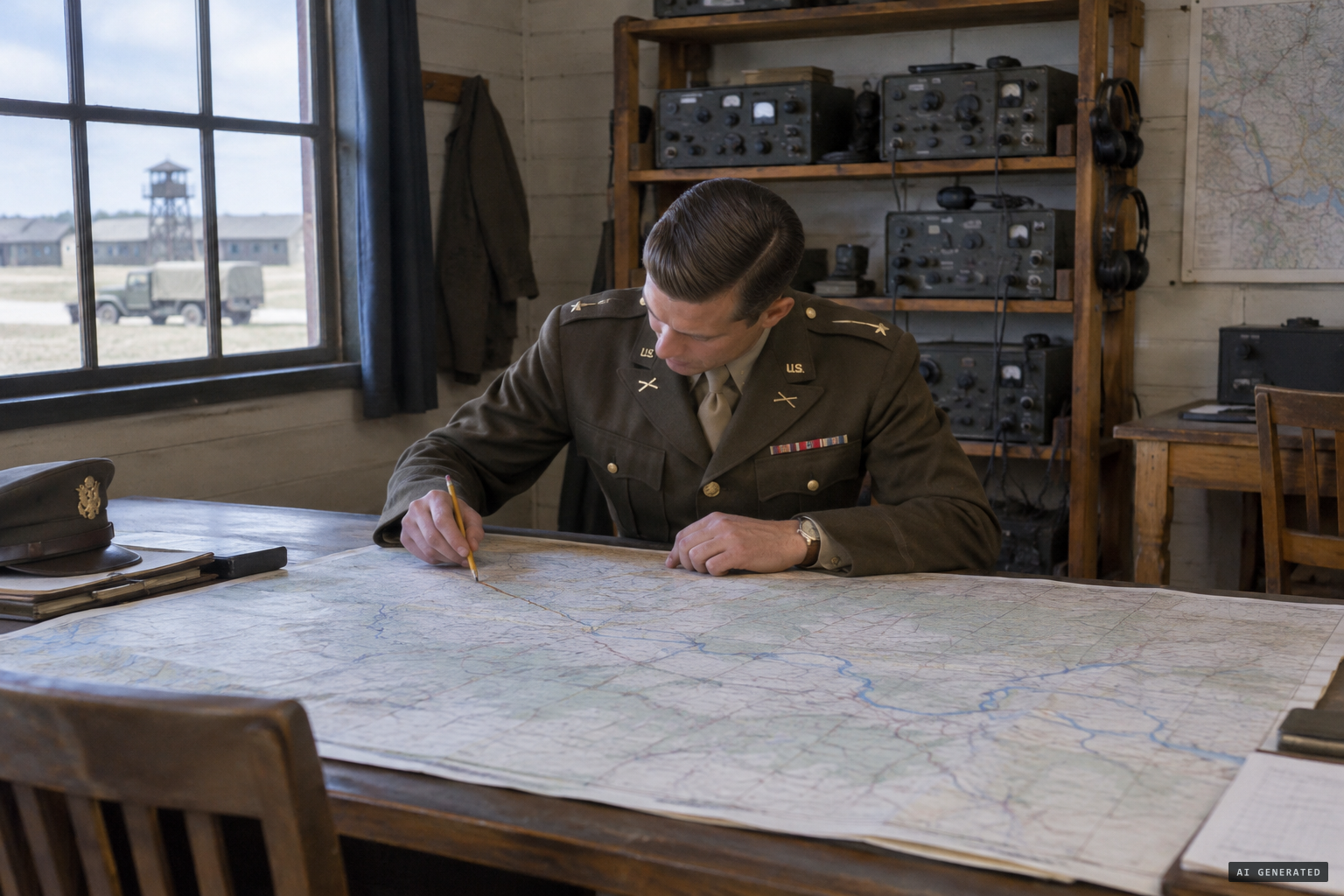 The post signal officer studies the headlight theory