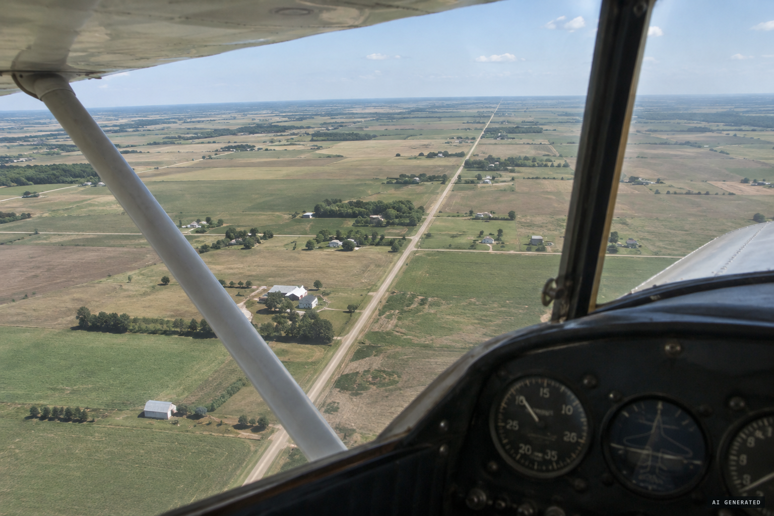 Flying west to find a road lined up with Spooklight Road