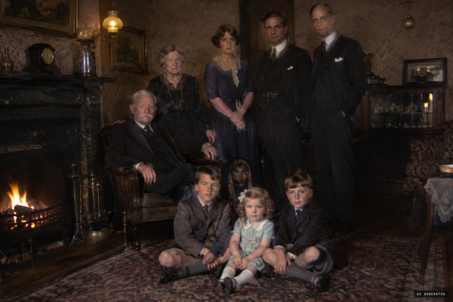 The Frost household and the three motherless children.