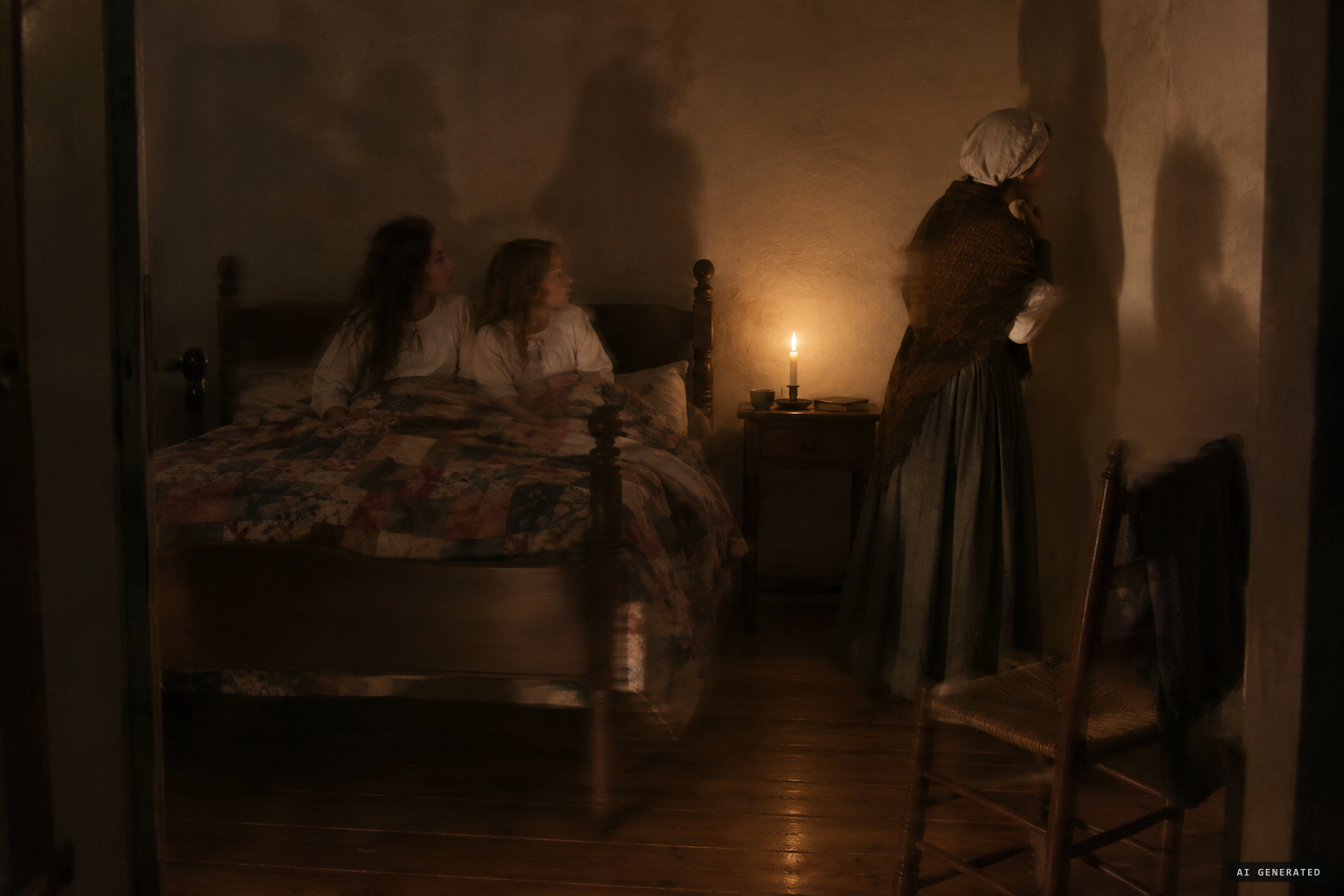 Knocks on the east bedroom floor jar the bedsteads and chairs
