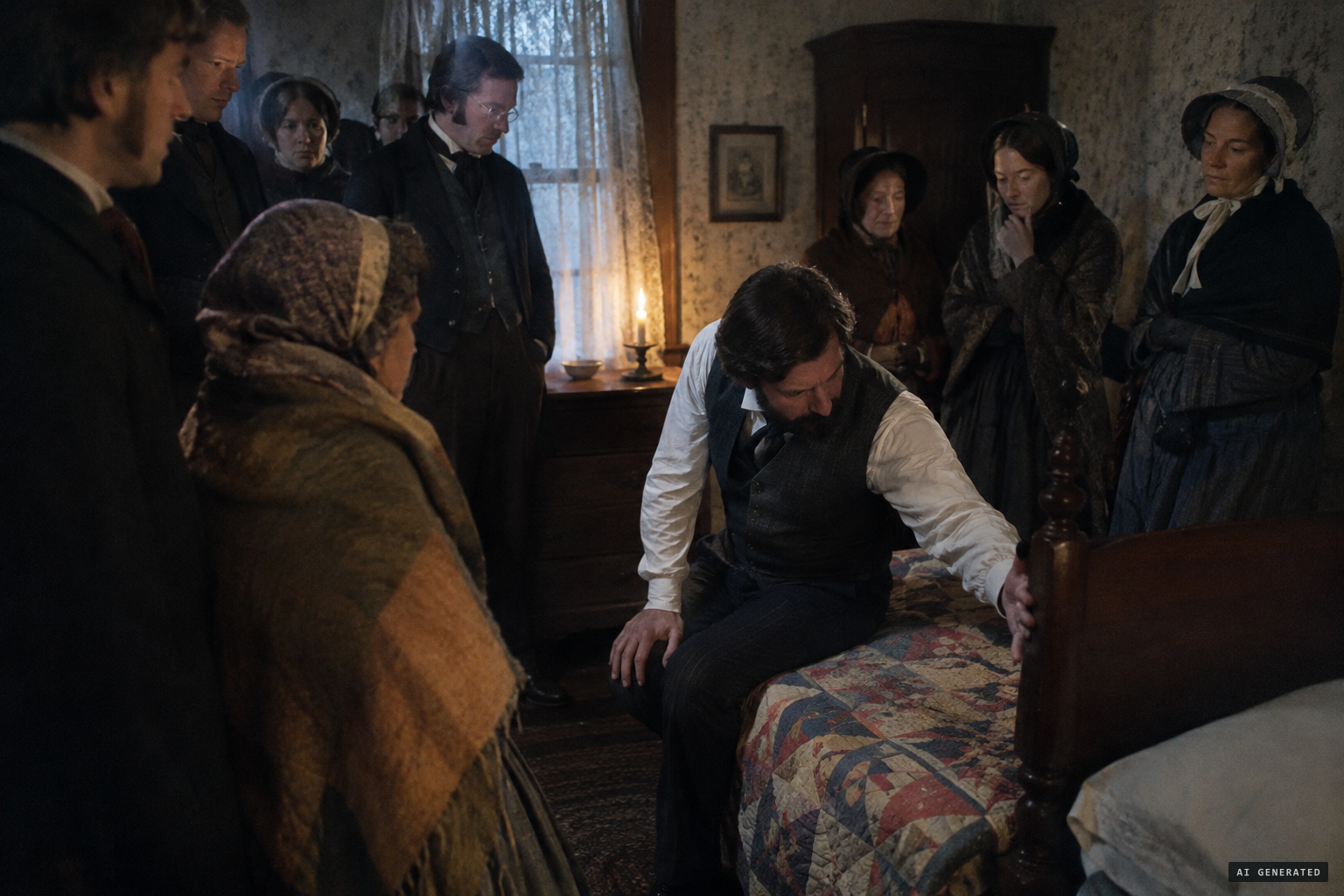 Neighbours gather and William Duesler feels the bed jar with each rap
