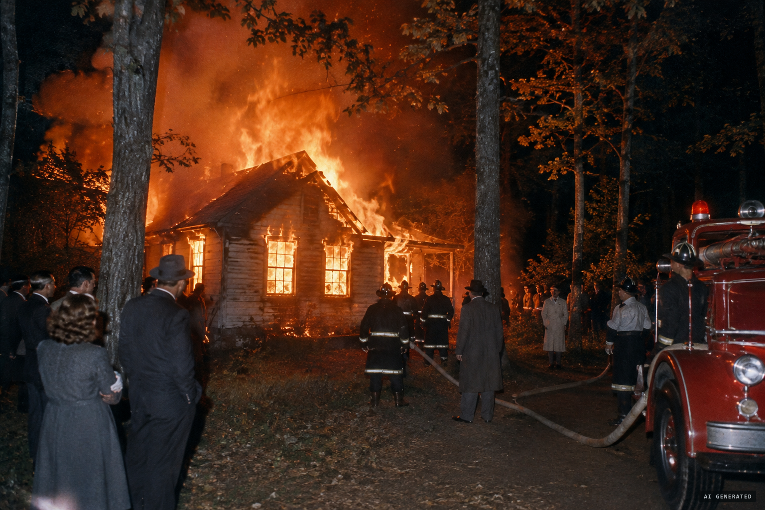 The cottage, moved to Lily Dale, burns in 1955