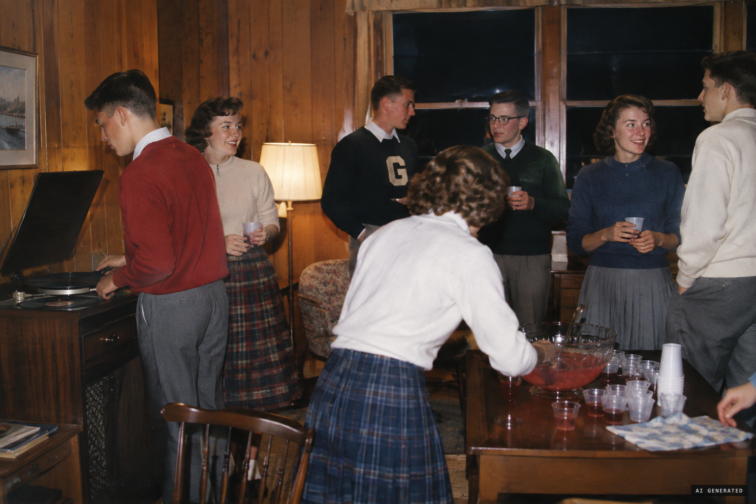 Youngsters at a party at the clubhouse on a November night
