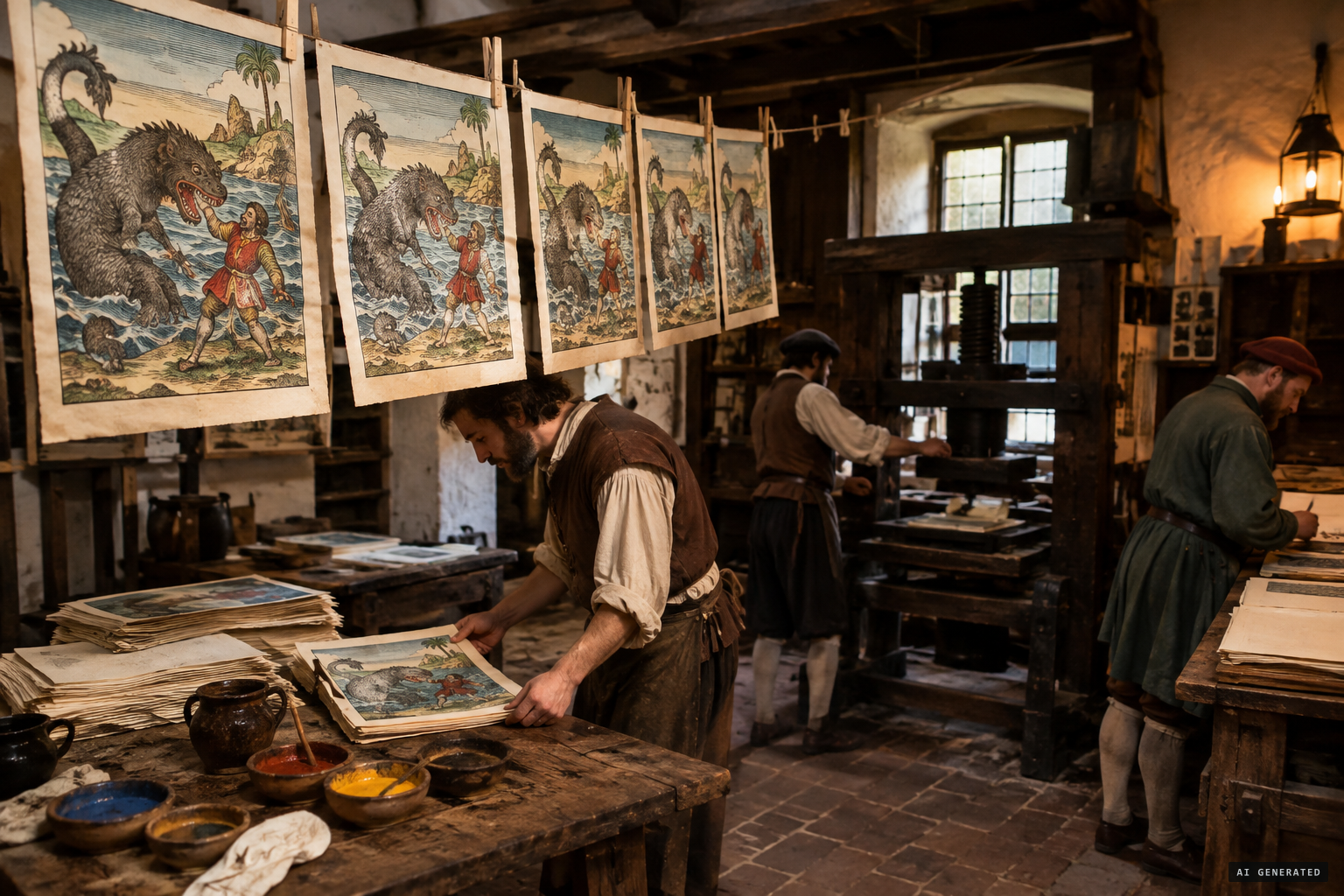 The story crosses the ocean in Italian and German illustrated broadsheets