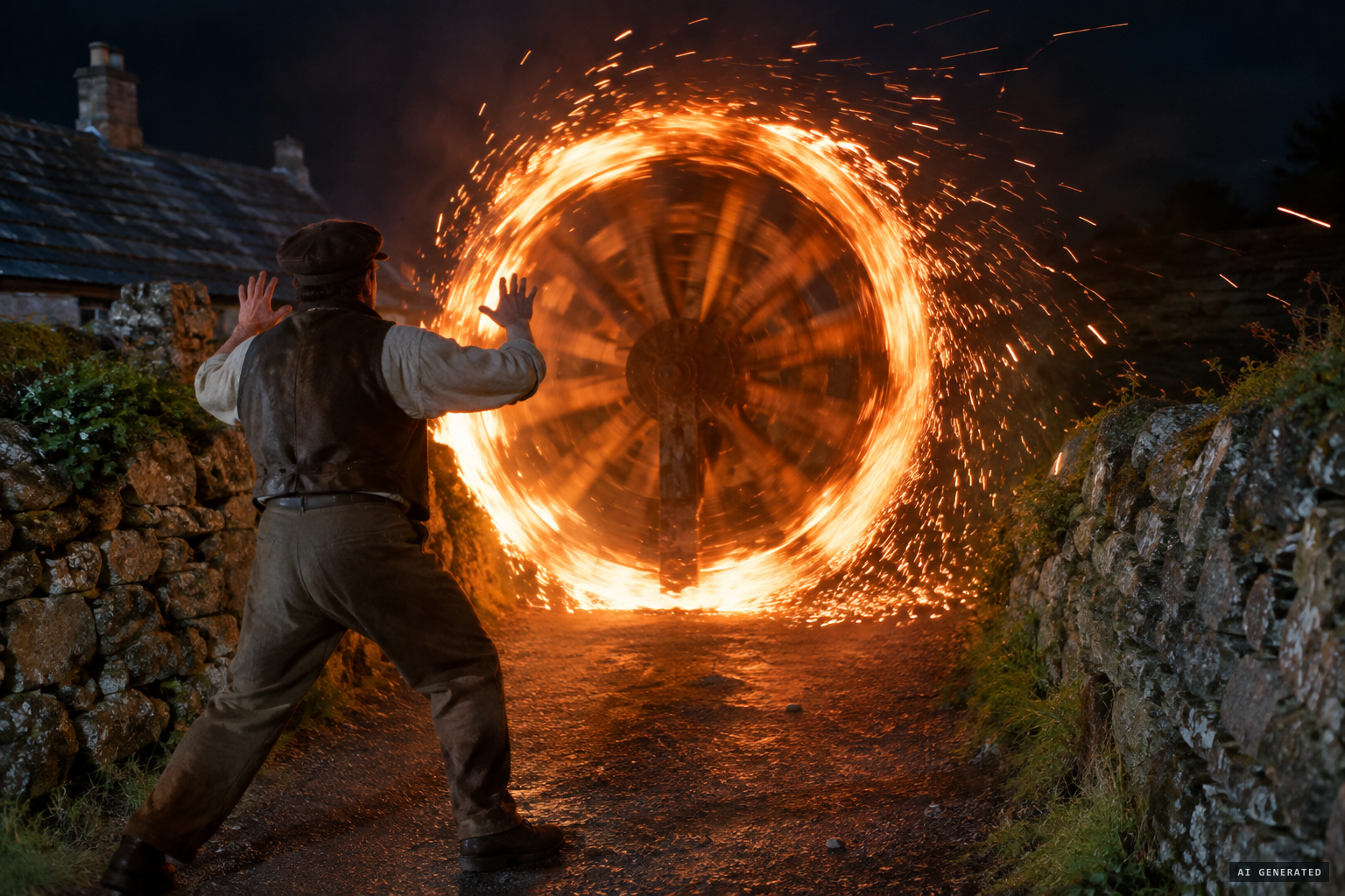 The wheel spins at a fearful rate but stays in the same place