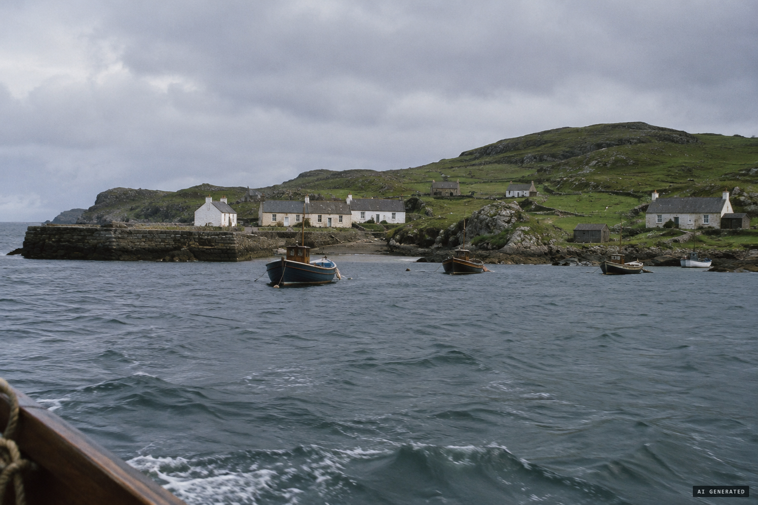 Port Mòr, the harbour and main settlement of the Isle of Muck