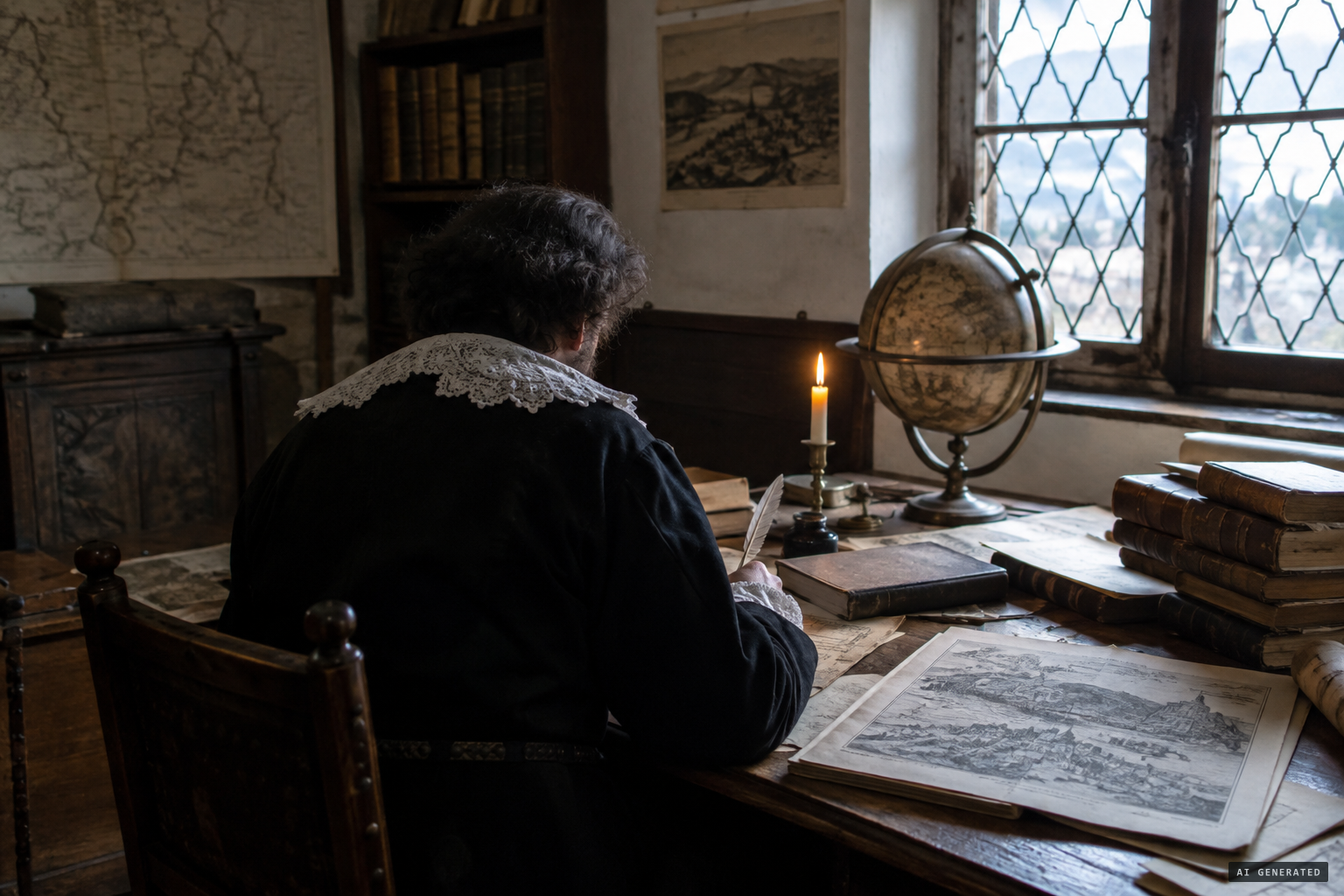 Valvasor writing the story into Die Ehre deß Hertzogthums Crain