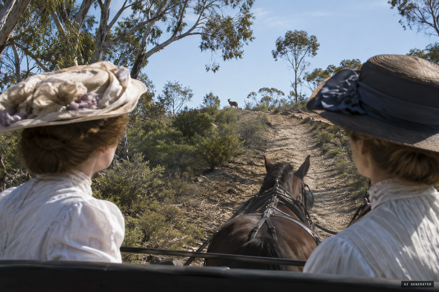 The sisters see what they take for a fox on the hilltop