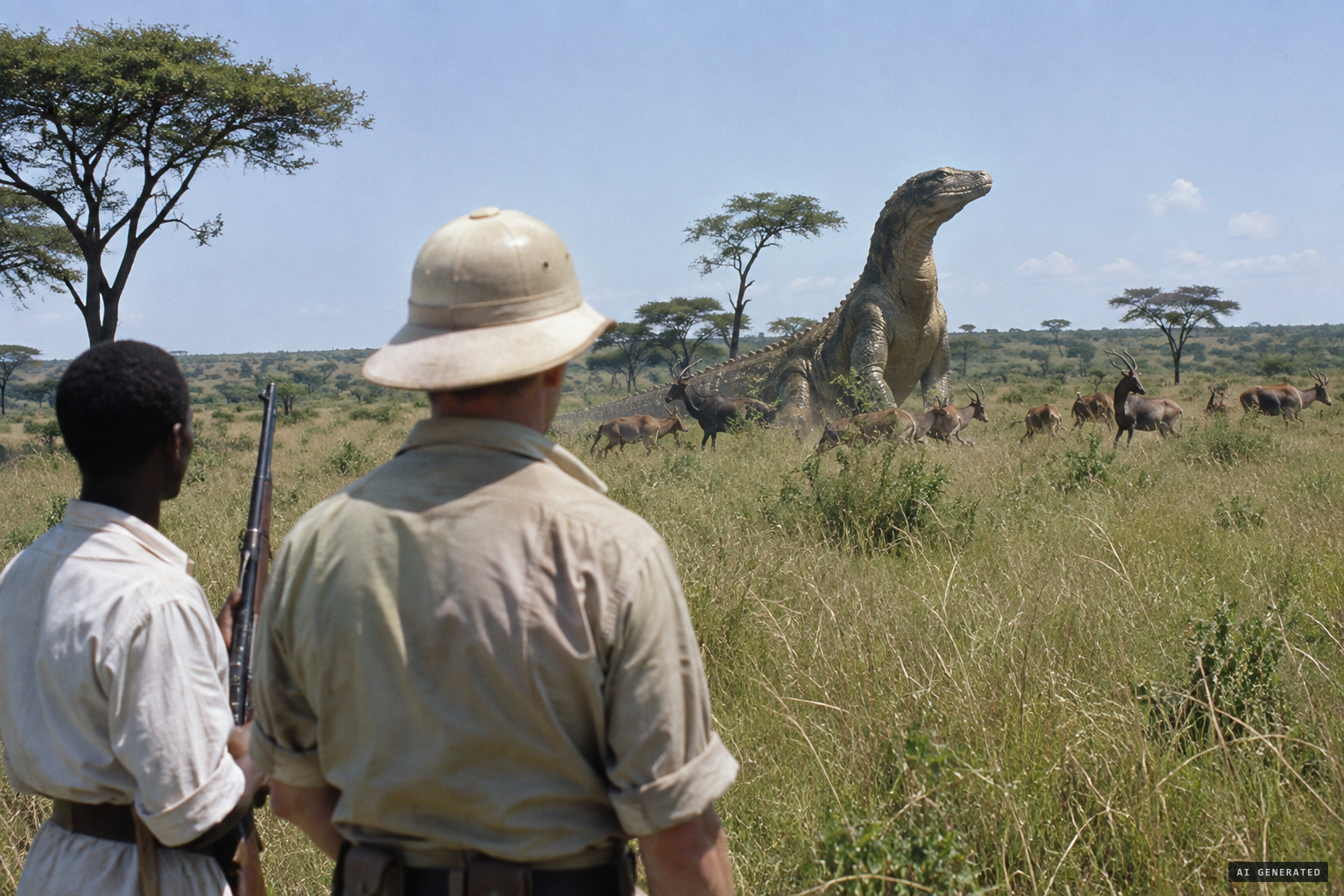 Johanson sees a monster about 16 yards long with a lizard's head and tail