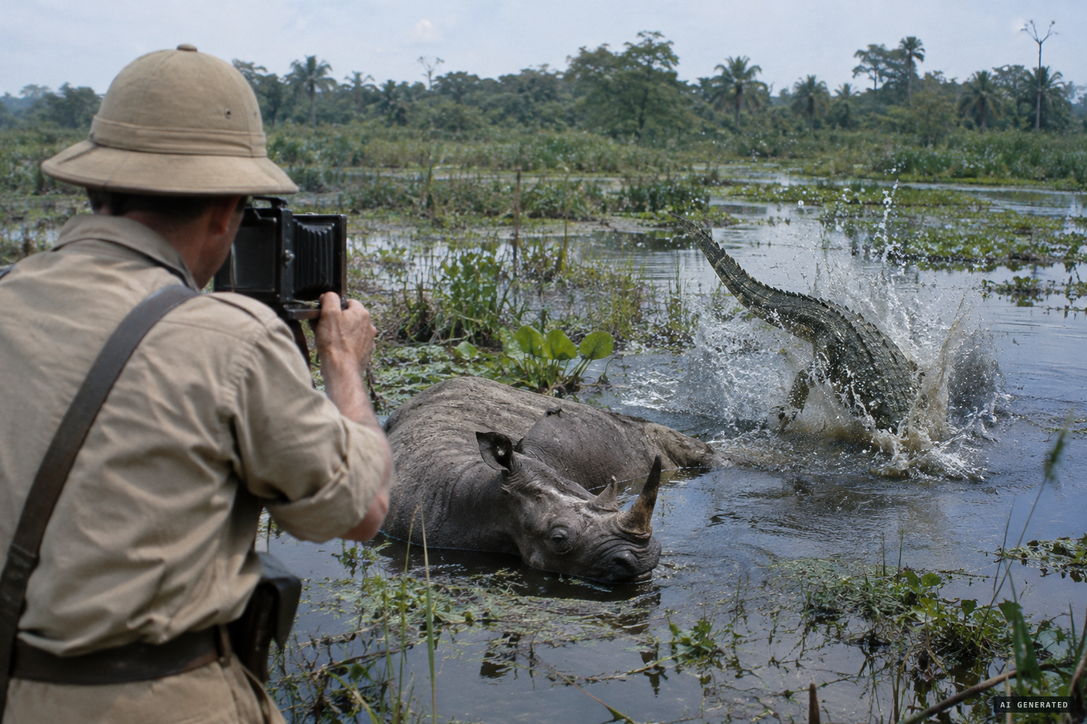 Just as he clicked, it jumped into deep water