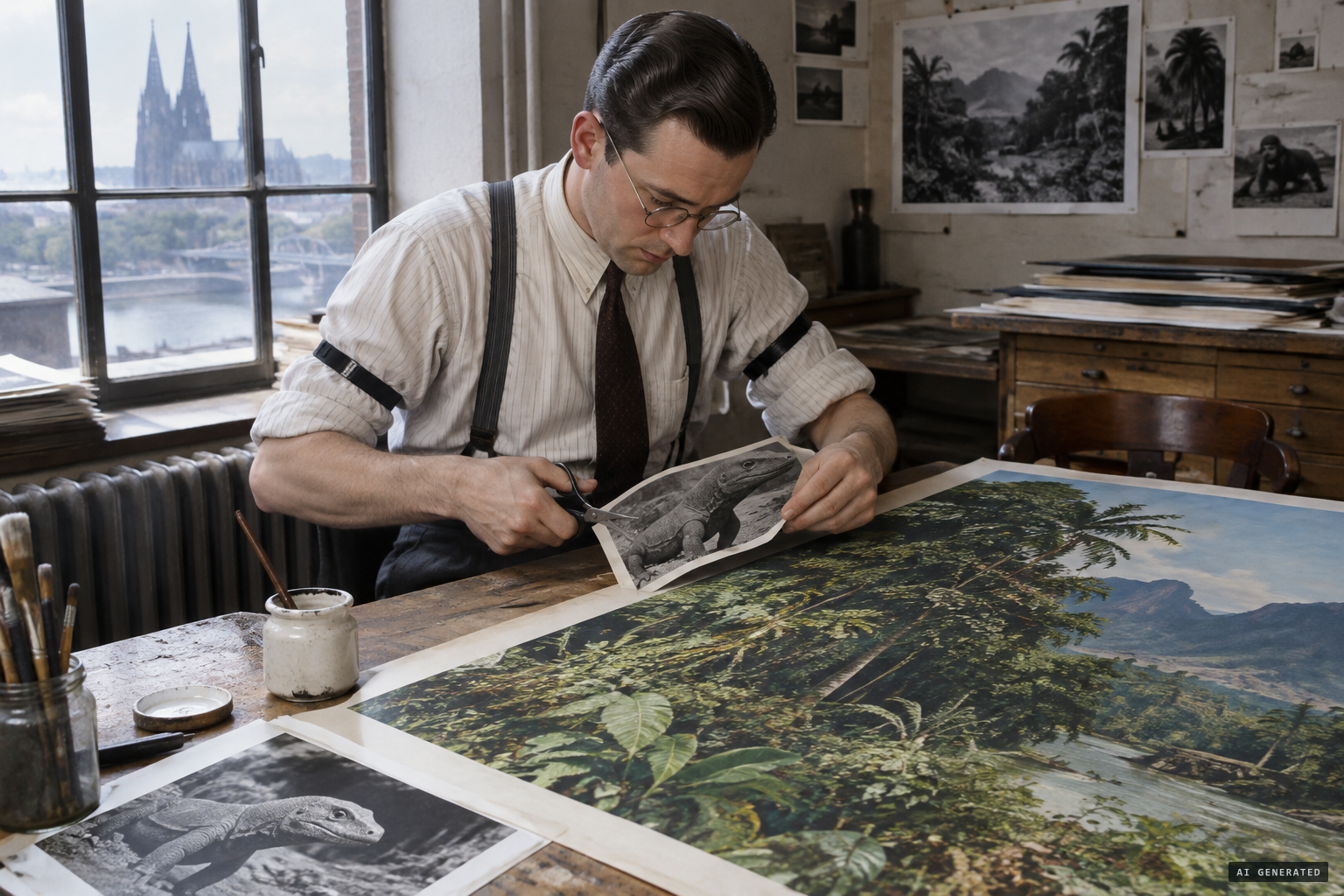 Monitor lizard photographs mounted into African jungle images