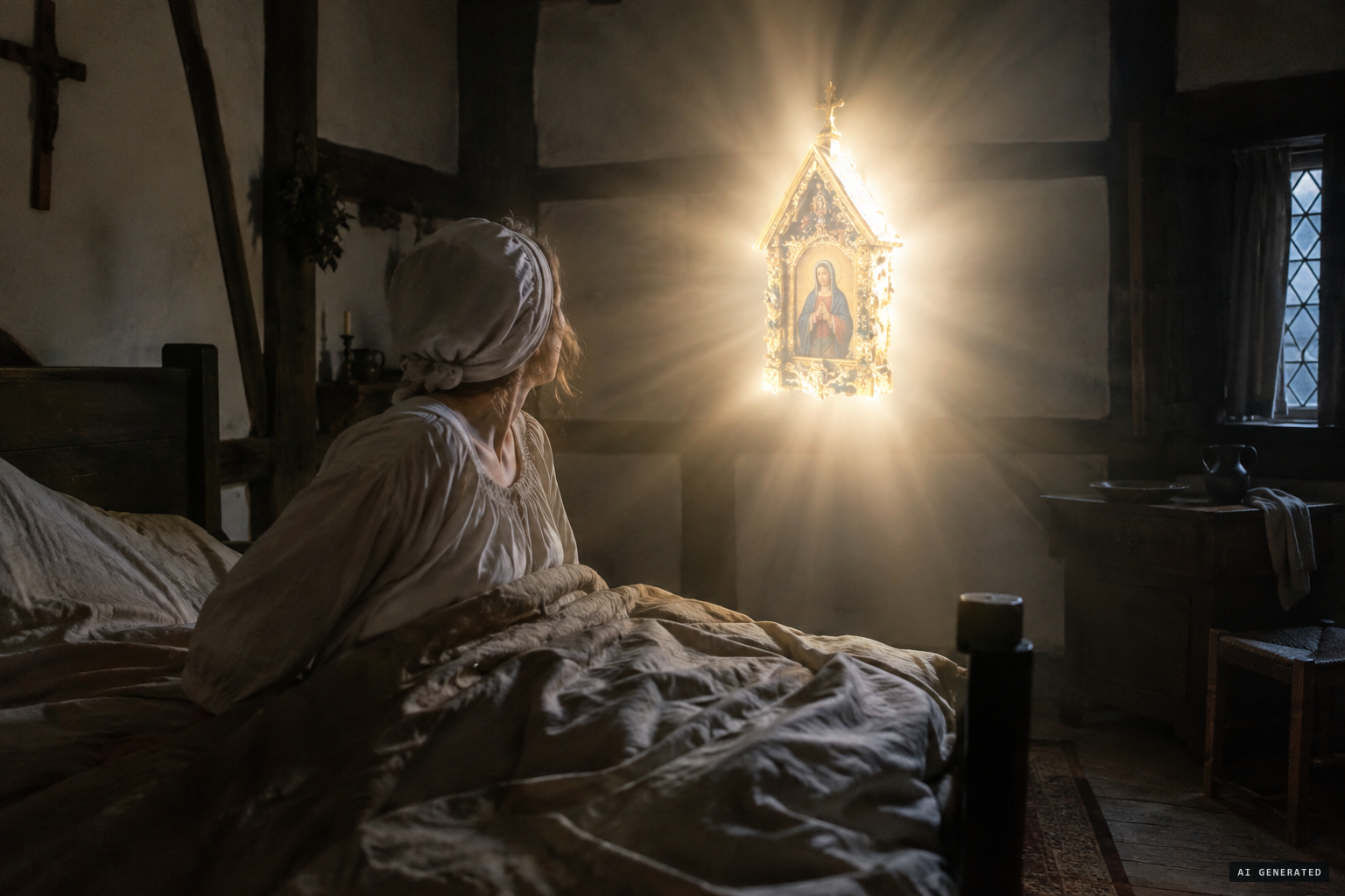 Mechel Schrouse sees a large, shining light with a holy house and a devotional image