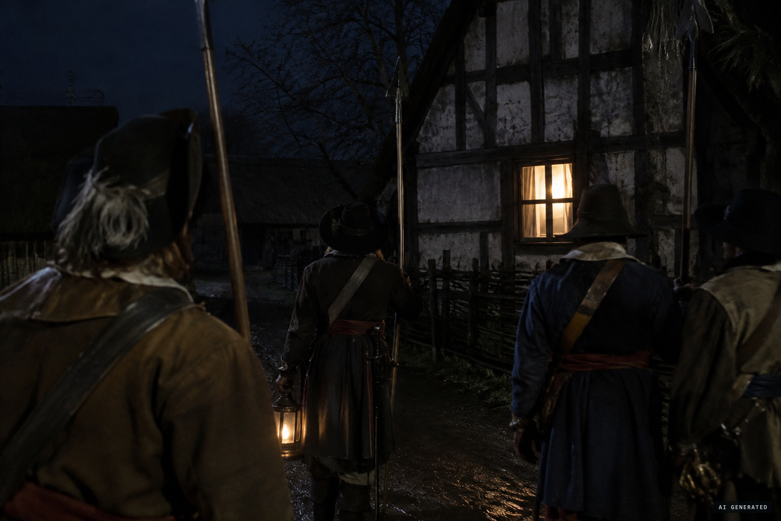 Soldiers on night patrol notice a light in Busman's house