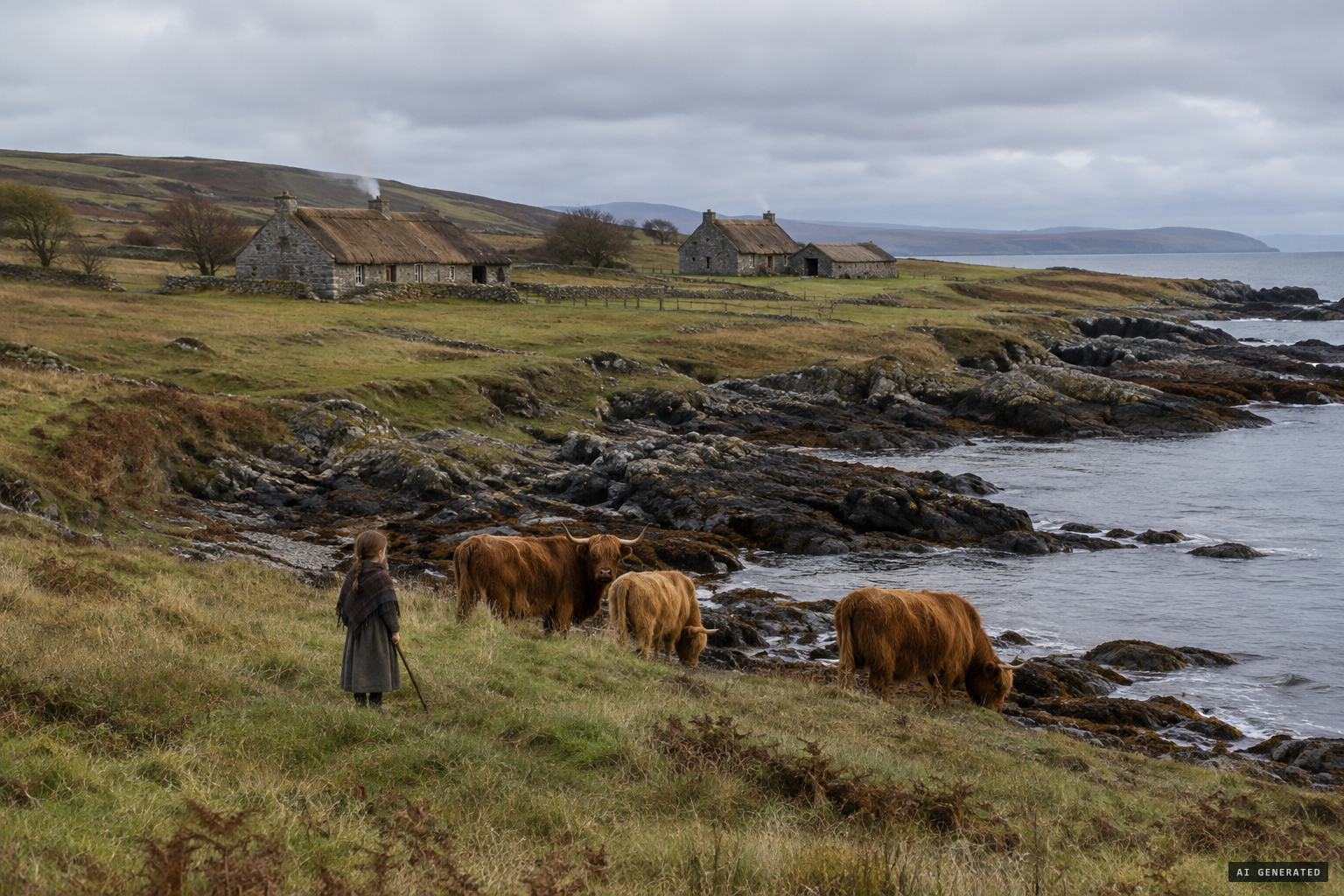 The farms of Corphine and Ballinatunie on the Kintyre shore, where Catherine minded the cattle