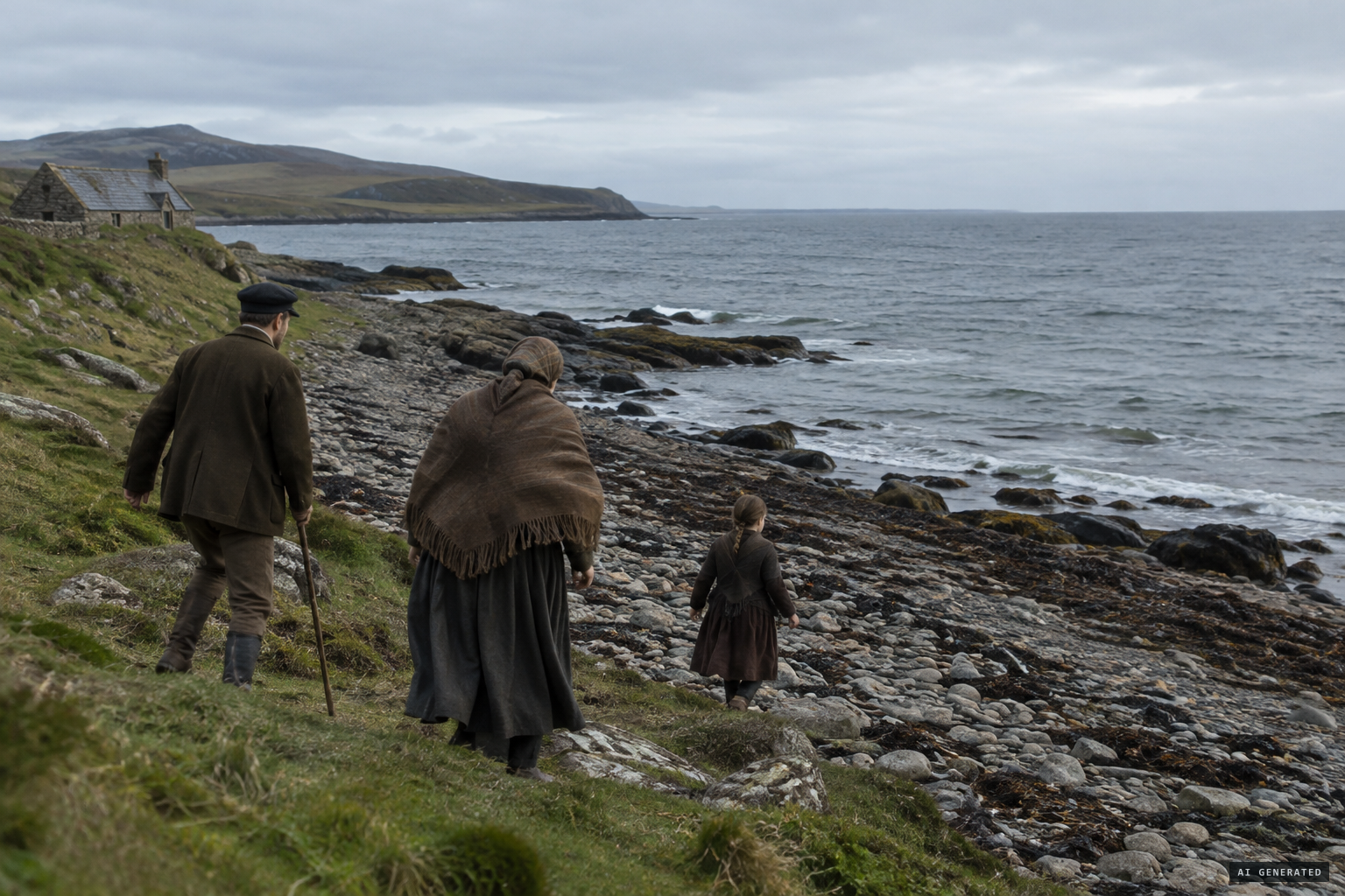 The Loynachan family reach the shore to find no one there