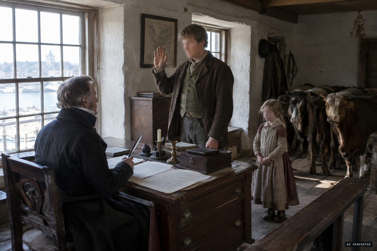 The witnesses swear their statements before the Sheriff Substitute at Campbeltown