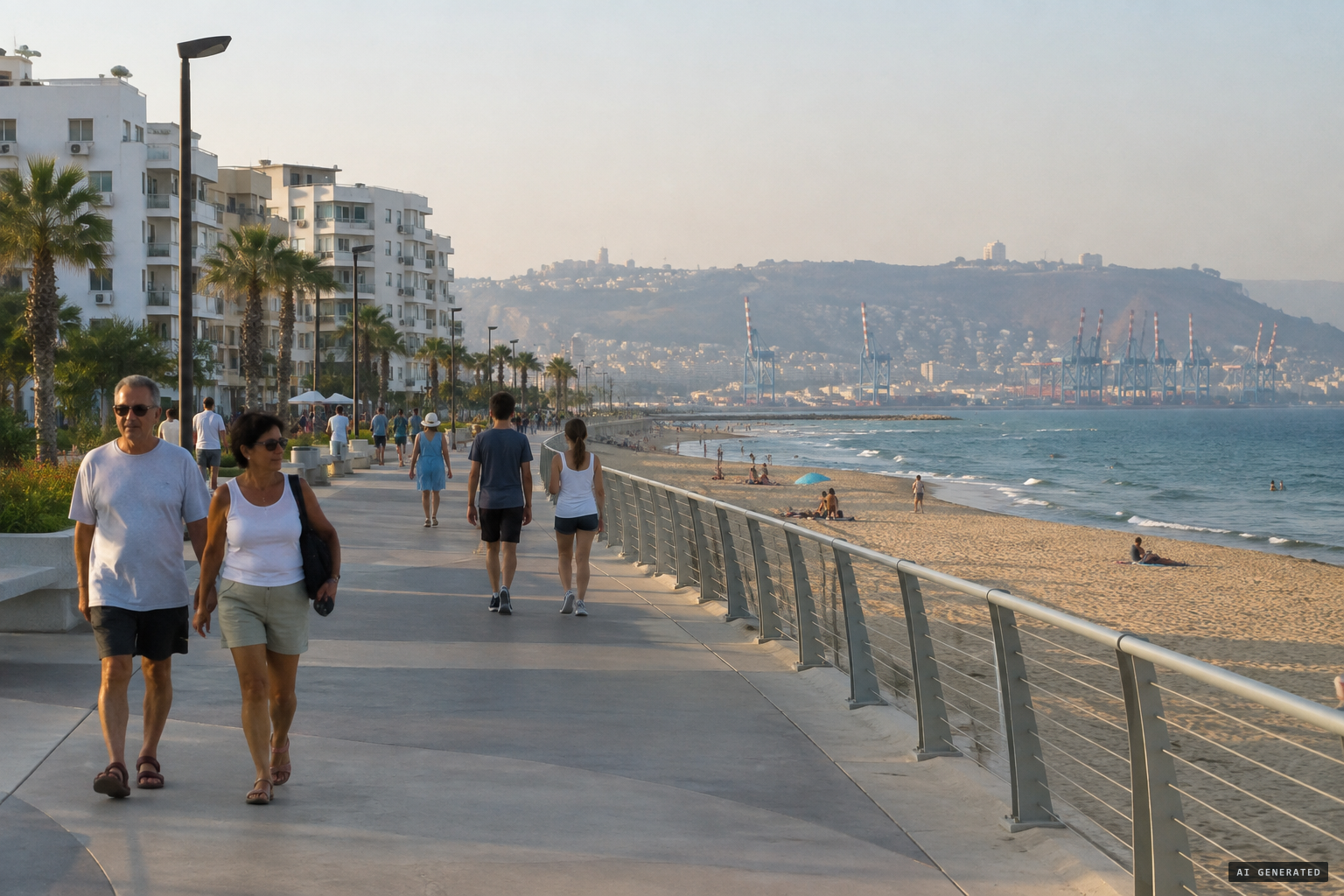 Kiryat Yam's new seafront promenade on Zebulun Beach, Haifa Bay