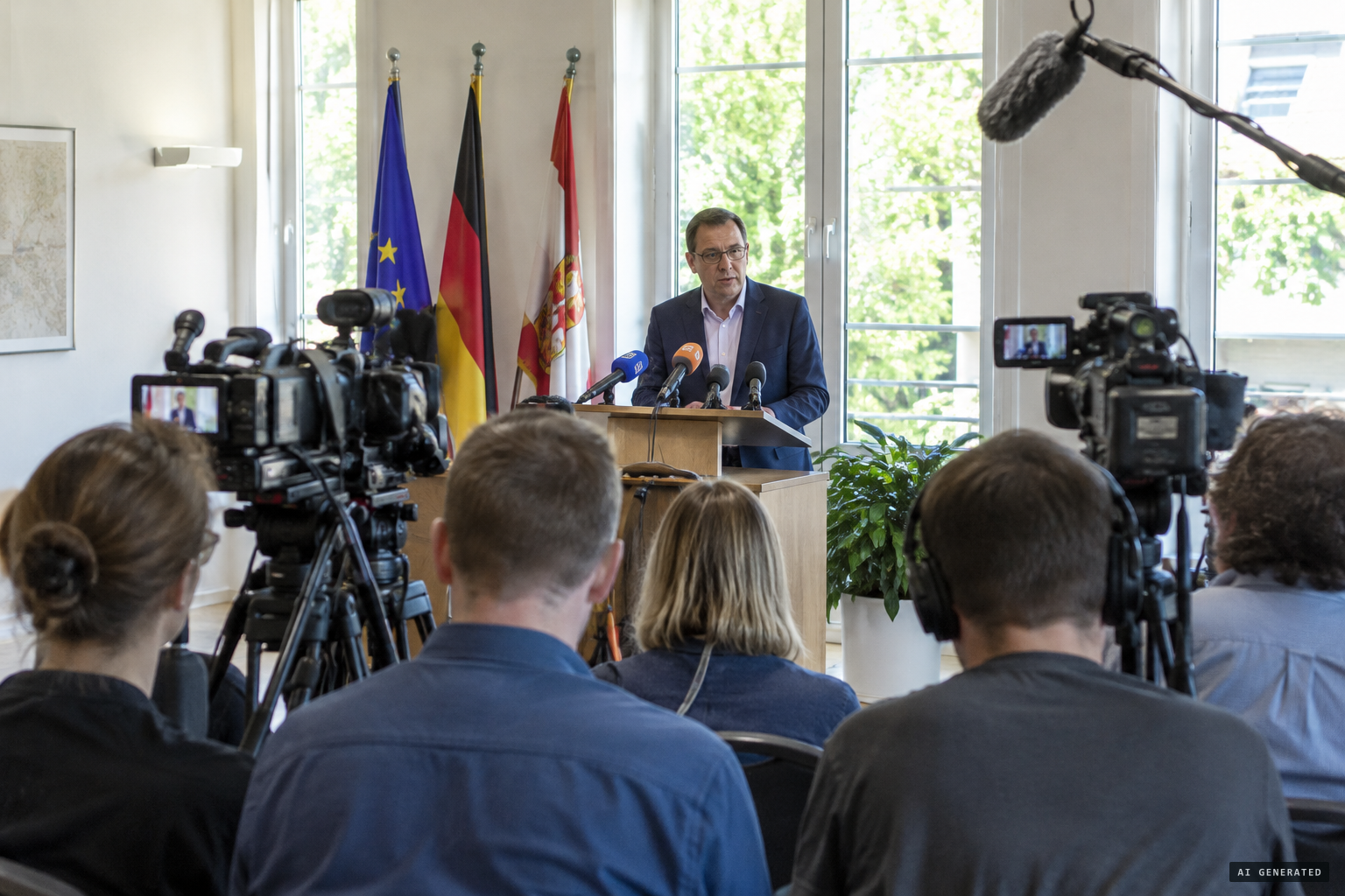 Mayor Grubert tells the press it is not a lioness