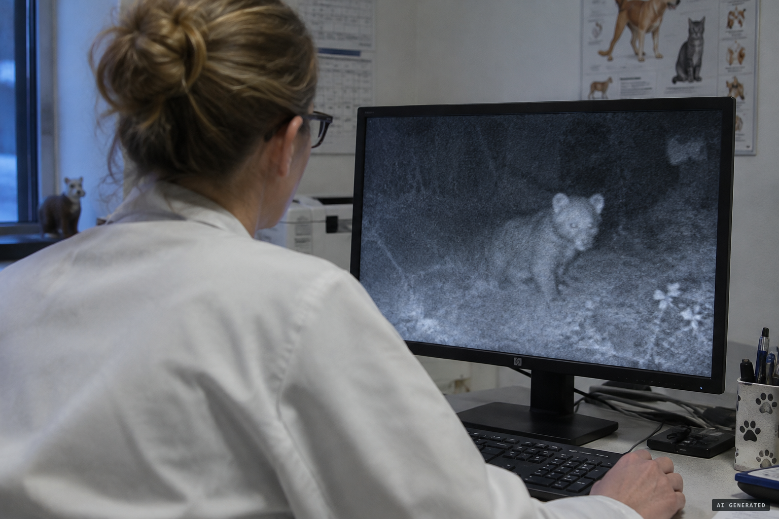 A vet saw a short, round head with round ears, like a big cat's